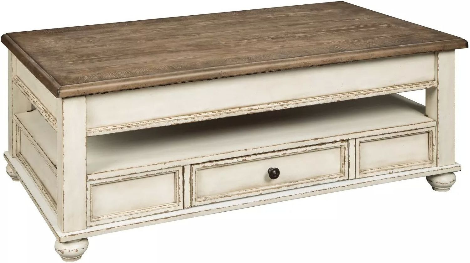 Realyn White And Brown Lift Top Cocktail Table T5239