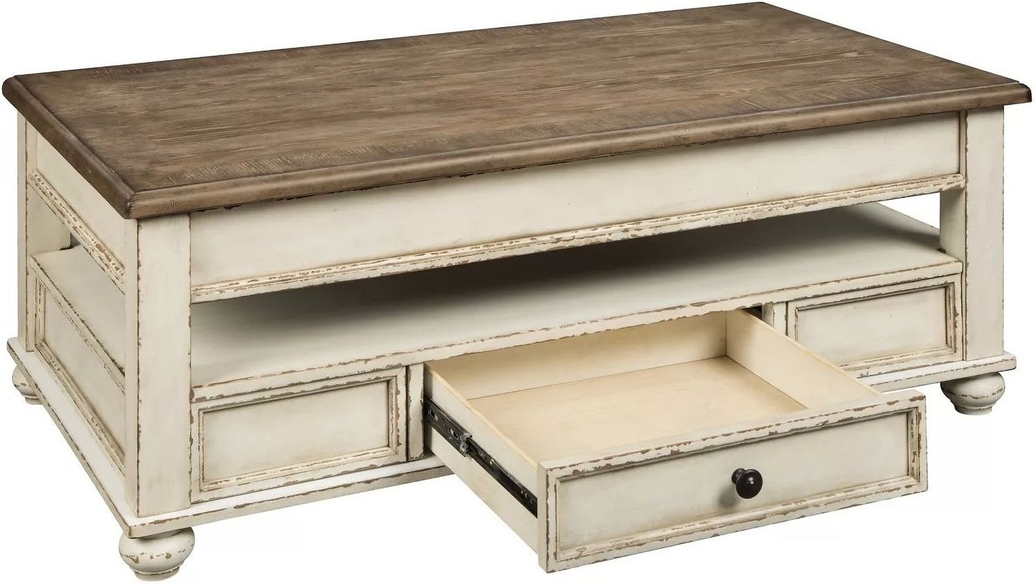 Realyn White And Brown Lift Top Cocktail Table T5239