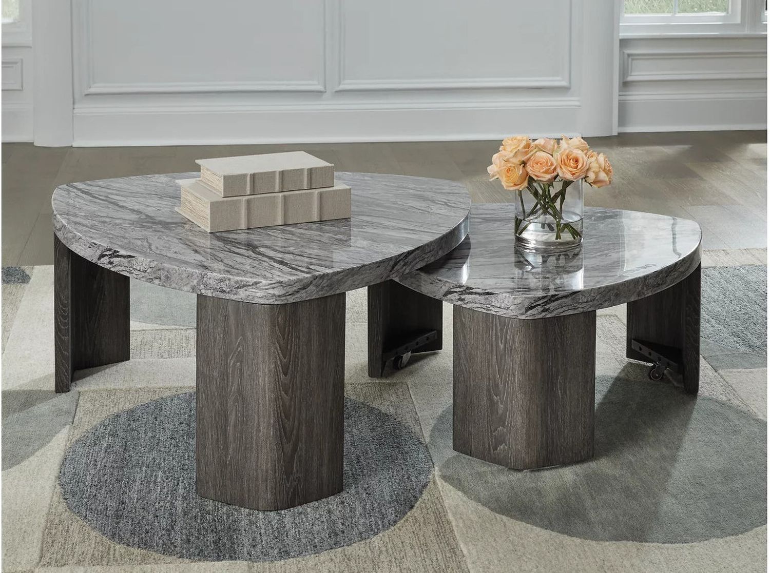 Surmour Stacked Coffee Table In Gray and Brown T6000