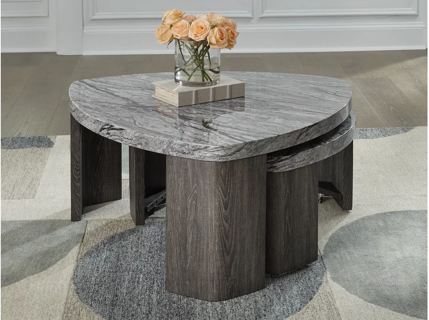 Surmour Stacked Coffee Table In Gray and Brown T6000