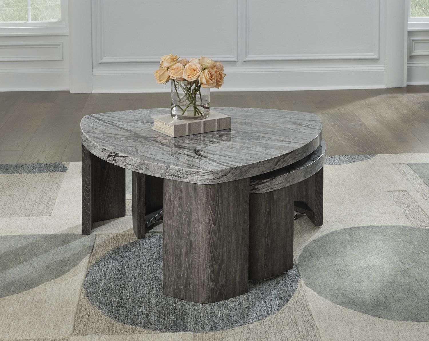 Surmour Stacked Coffee Table In Gray and Brown T6000