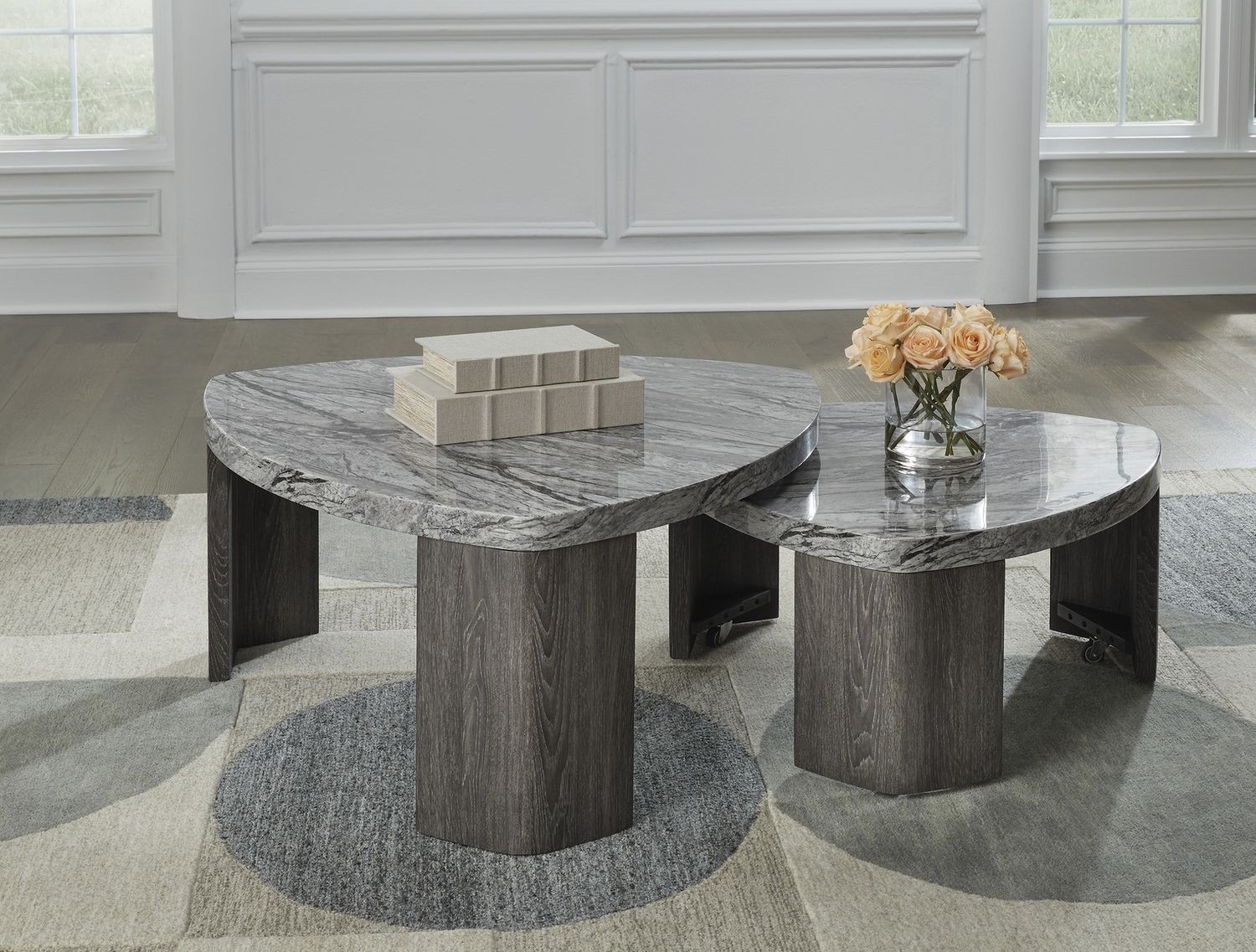 Surmour Stacked Coffee Table In Gray and Brown T6000