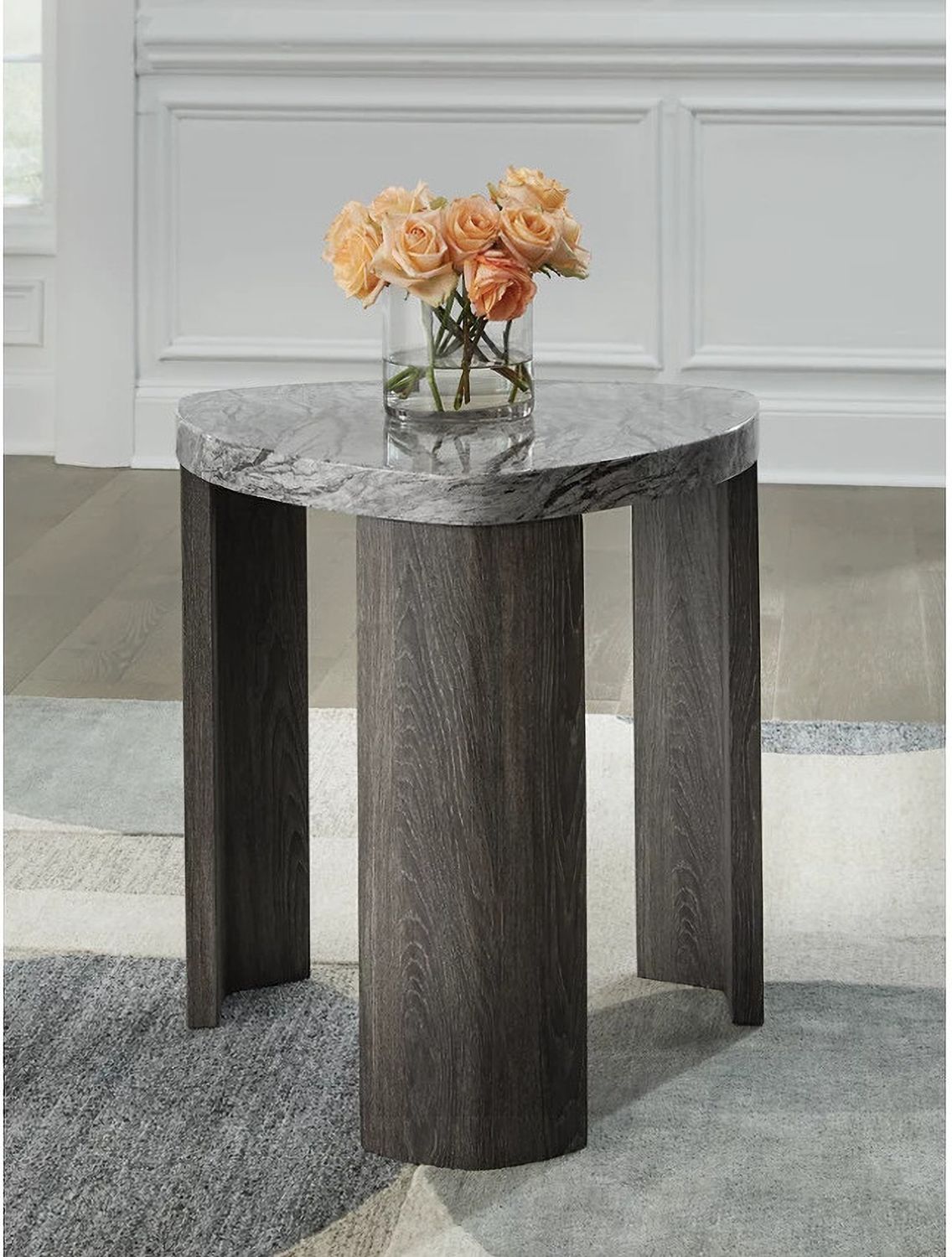 Surmour End Table In Gray and Brown T6006