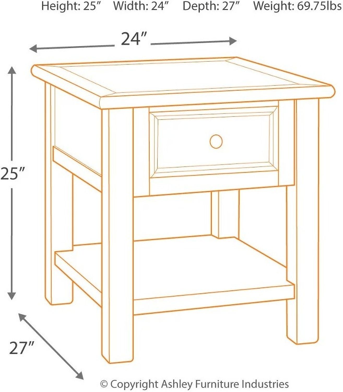 Bolanburg Weathered Gray Rectangular End Table T6373