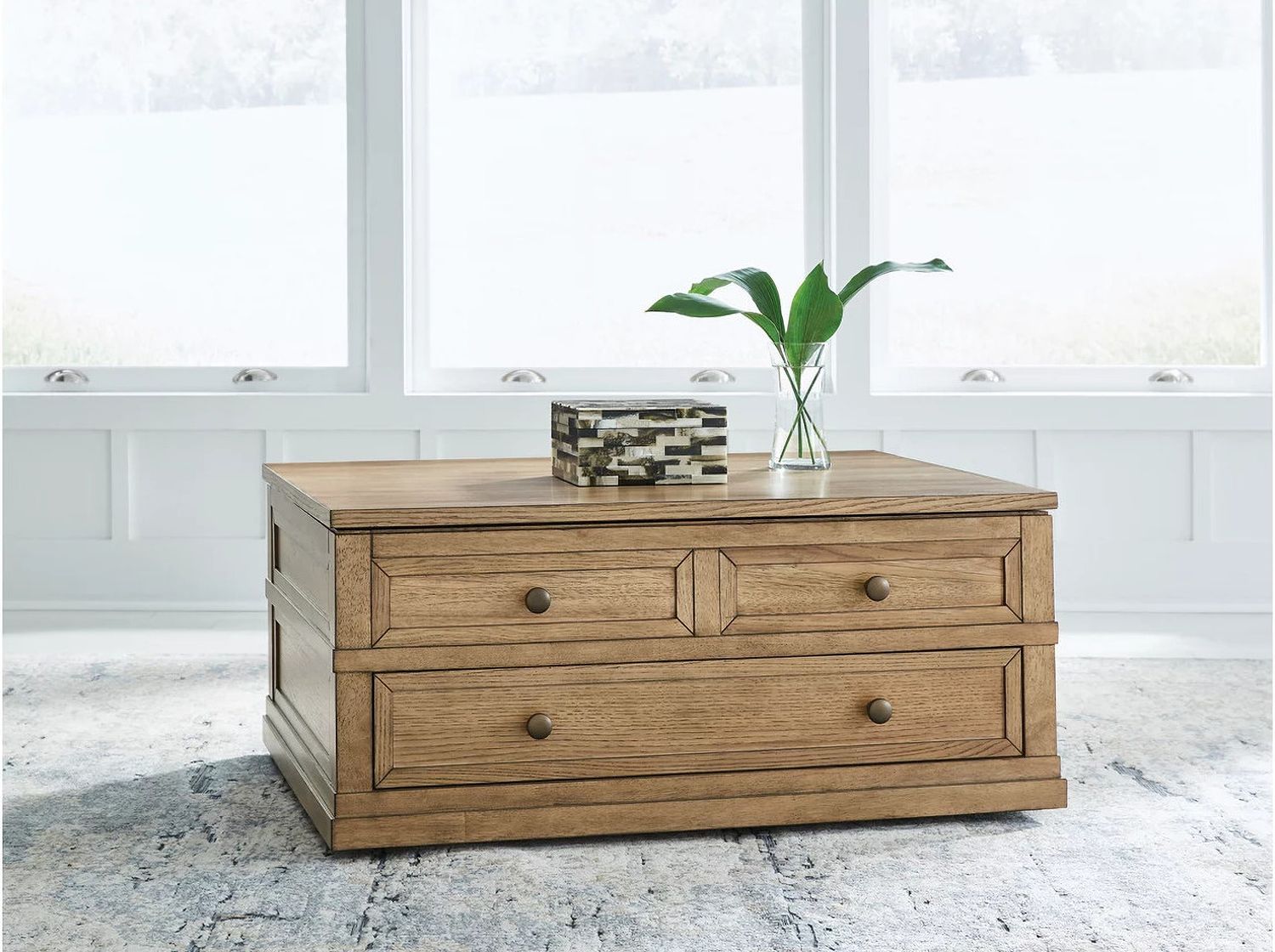 Sharlance Lift-Top Coffee Table In Light Brown T6559