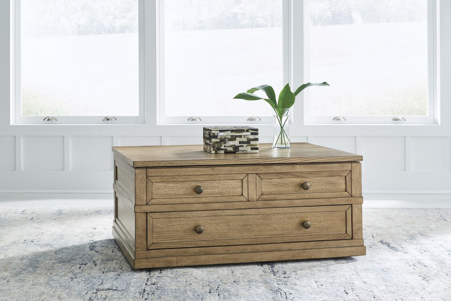 Sharlance Lift-Top Coffee Table In Light Brown T6559