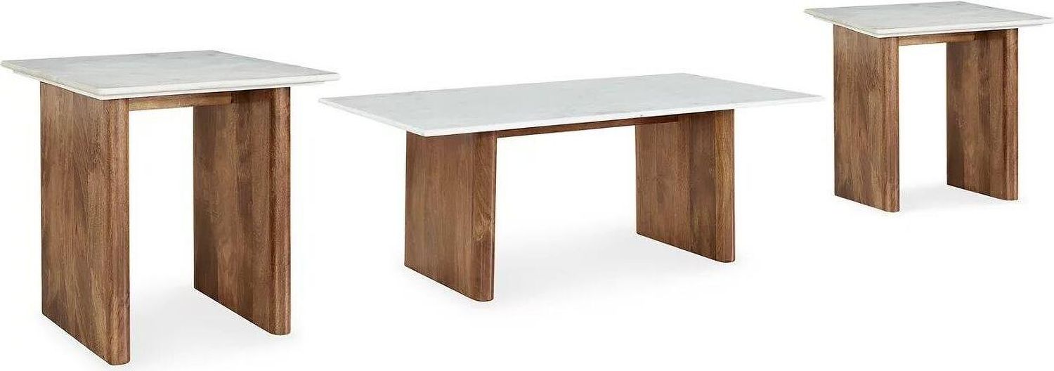 Isanti Occasional Table Set In Light Brown and White T662T1