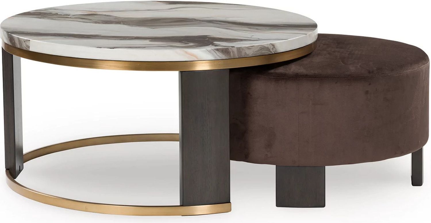 Jazmore 2 Piece Nesting Coffee Table In Brown/Brass T67122