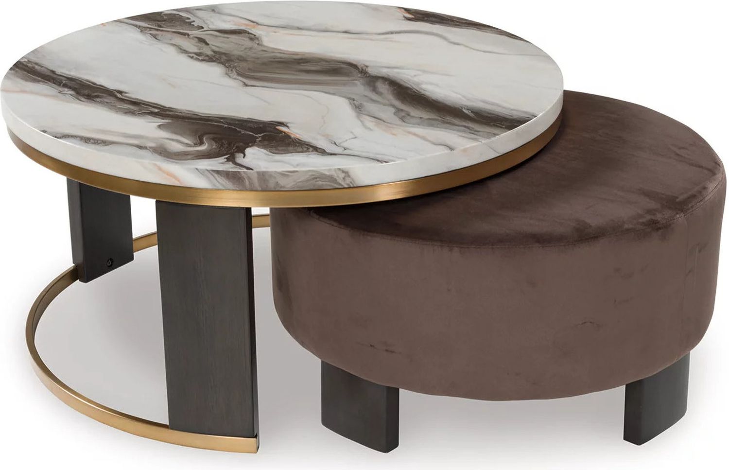 Jazmore 2 Piece Nesting Coffee Table In Brown/Brass T67122