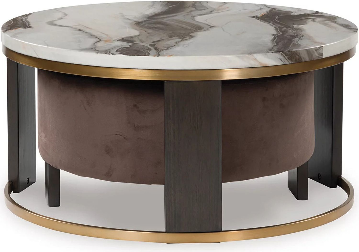 Jazmore 2 Piece Nesting Coffee Table In Brown/Brass T67122