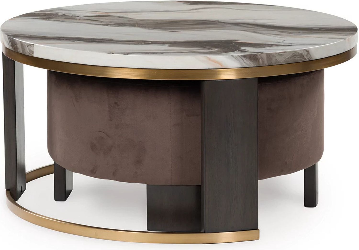 Jazmore 2 Piece Nesting Coffee Table In Brown/Brass T67122