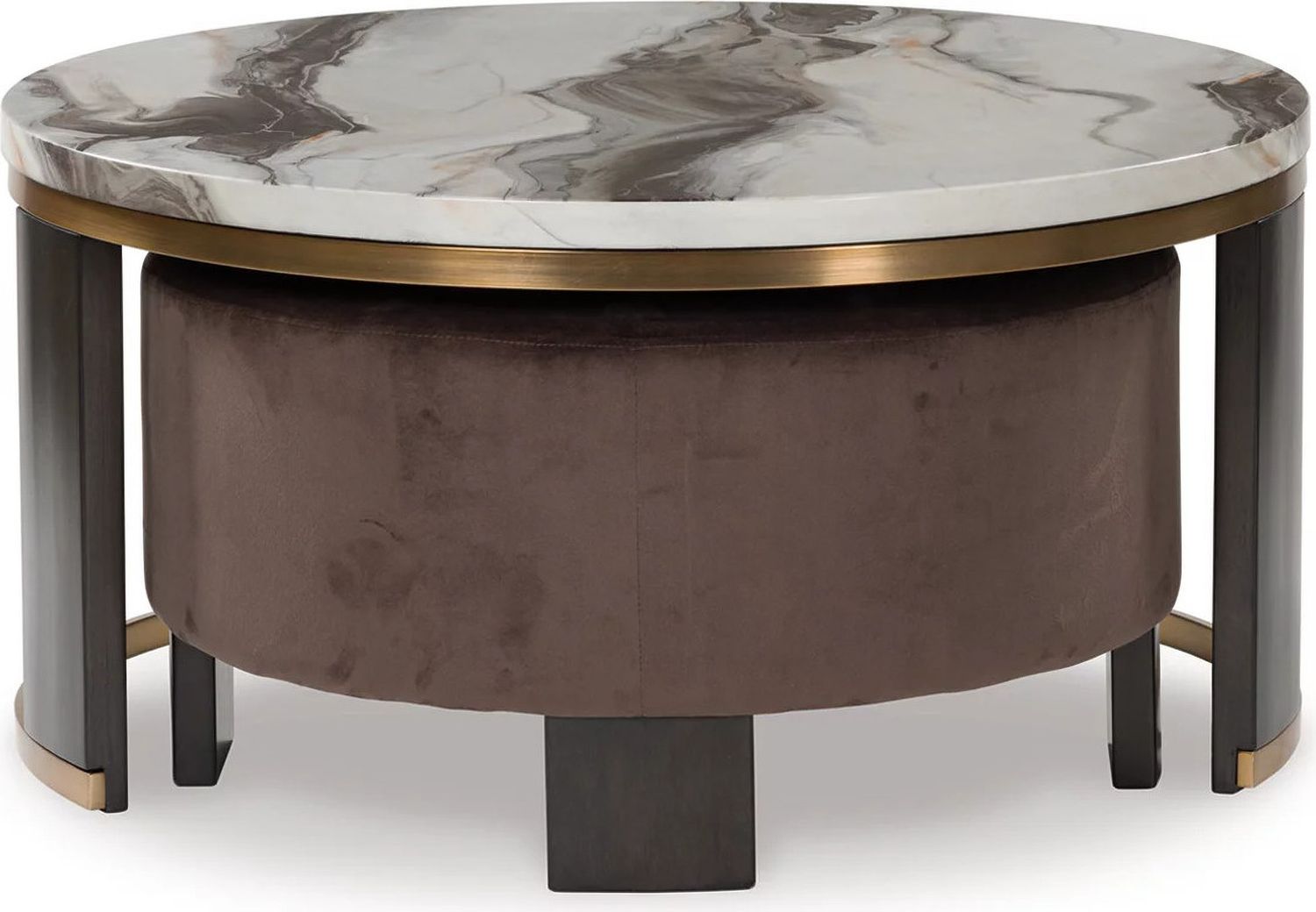 Jazmore 2 Piece Nesting Coffee Table In Brown/Brass T67122
