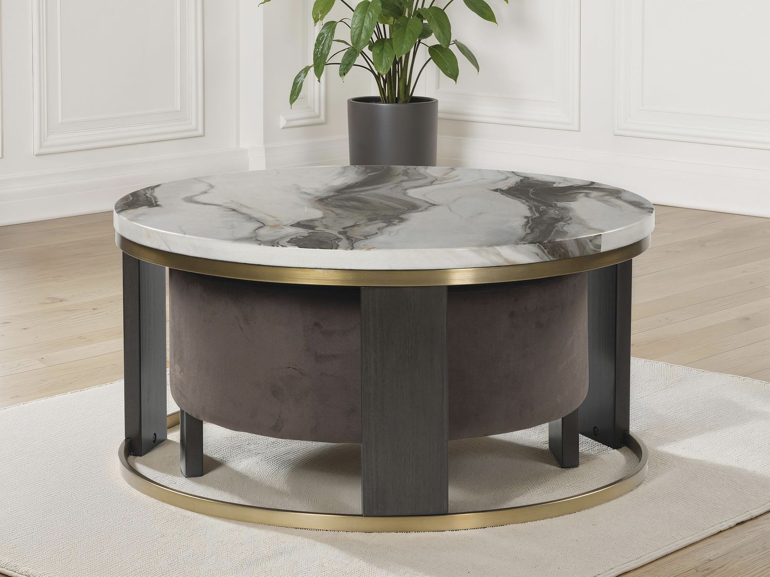 Jazmore 2 Piece Nesting Coffee Table In Brown/Brass T67122