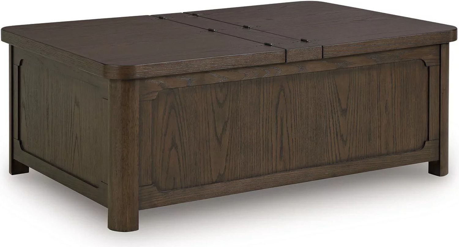Breckington Coffee Table With Storage In Dark Brown T67820