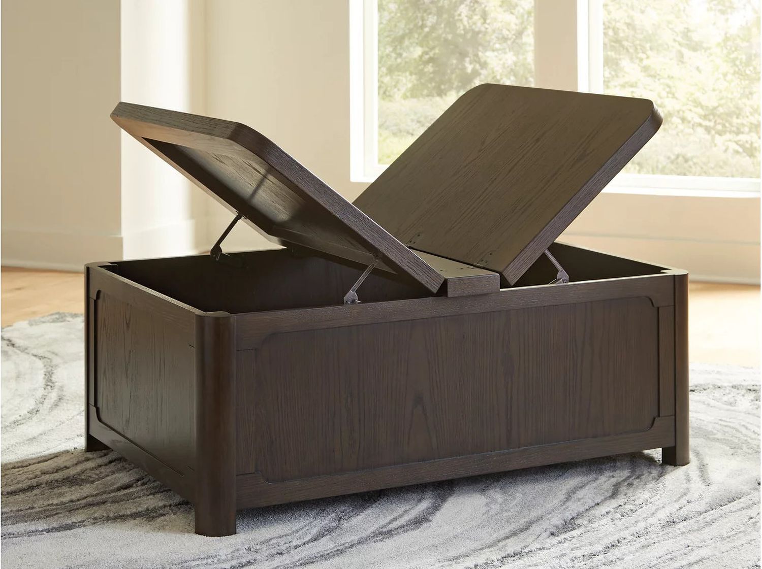 Breckington Coffee Table With Storage In Dark Brown T67820