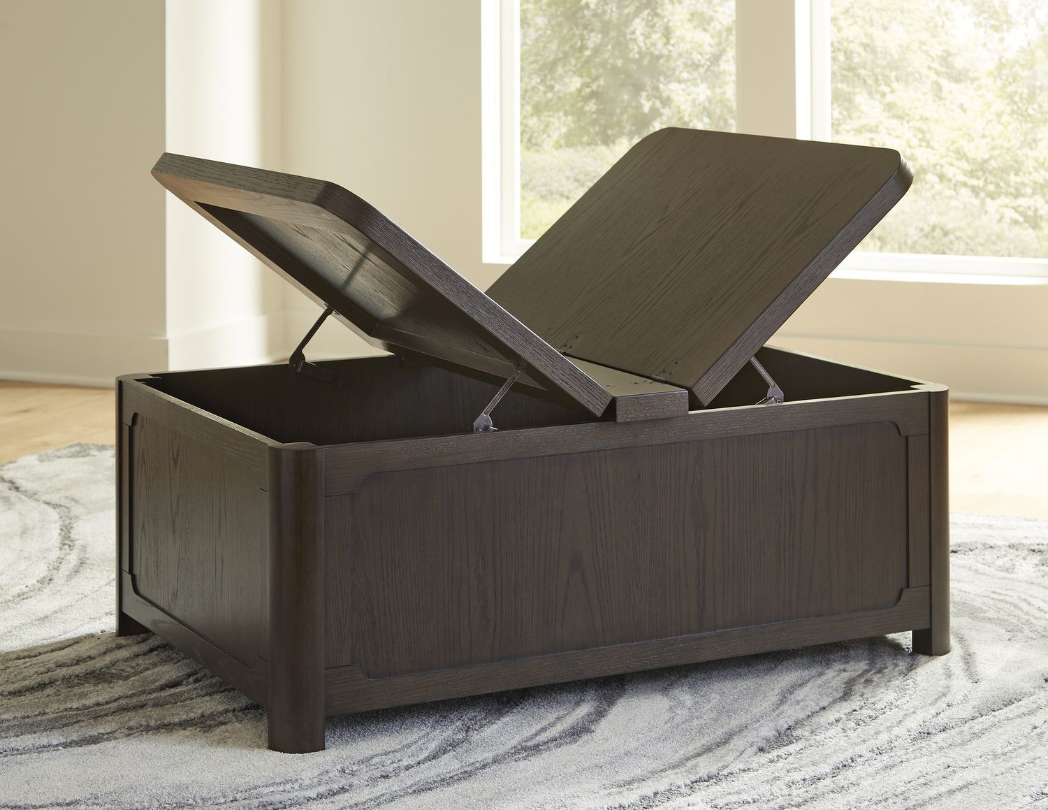 Breckington Coffee Table With Storage In Dark Brown T67820