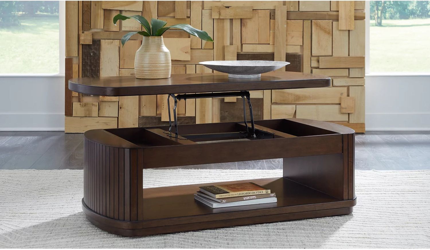 Korestone Lift-Top Coffee Table In Dark Brown T6799