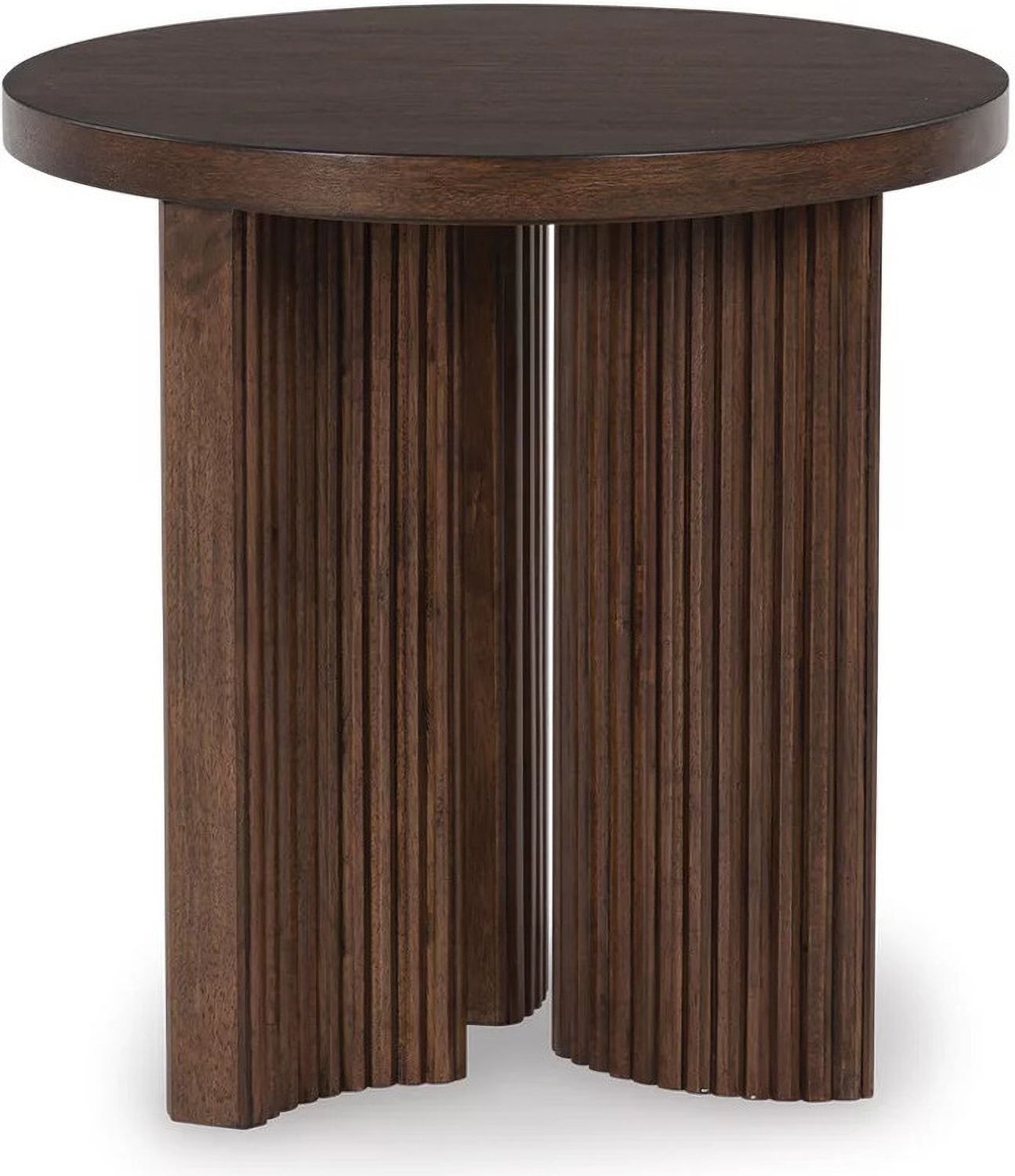 Korestone Rund End Table In Dark Brown T6896