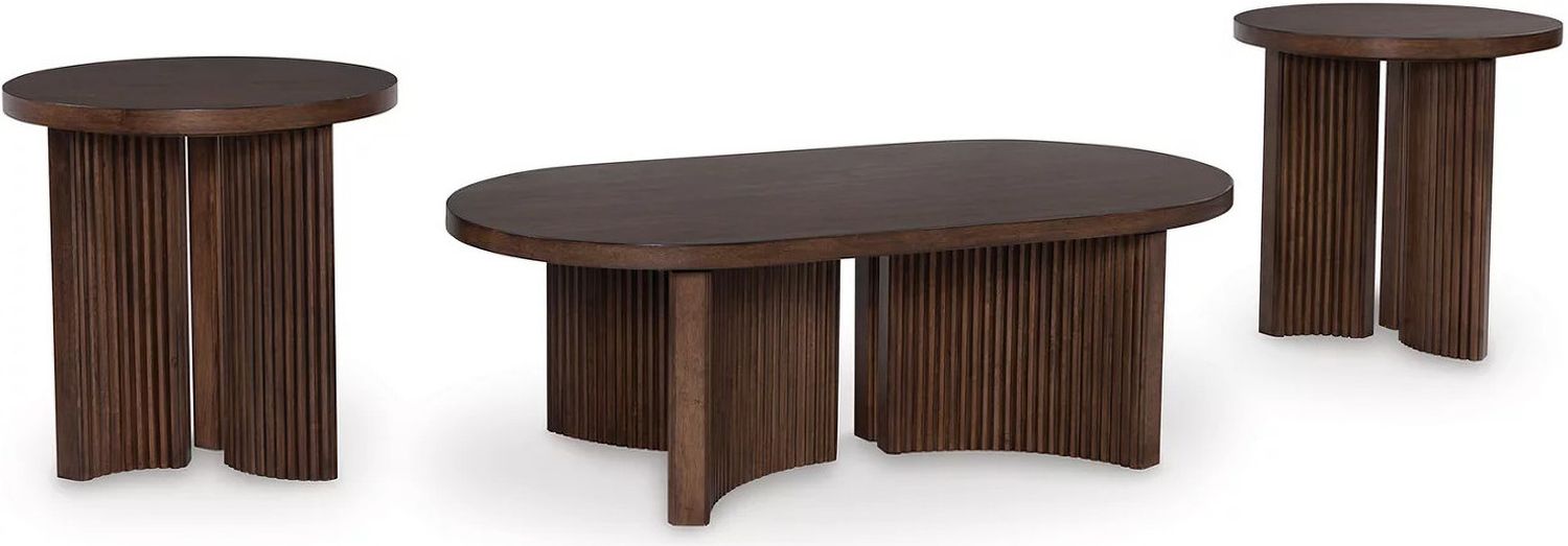 Korestone Occasional Table Set In Dark Brown T689T1