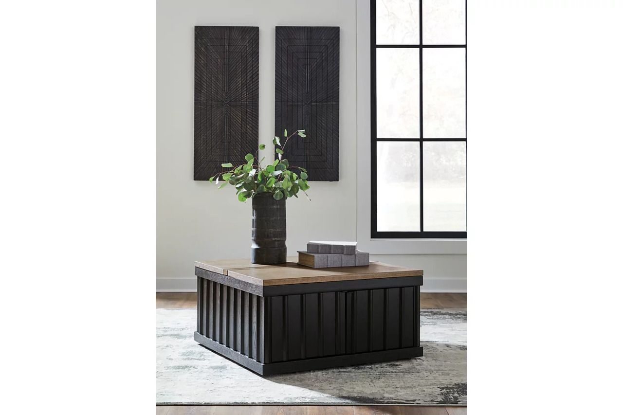 Rylandyn Lift-Top Coffee Table In Light Brown and Black T72100