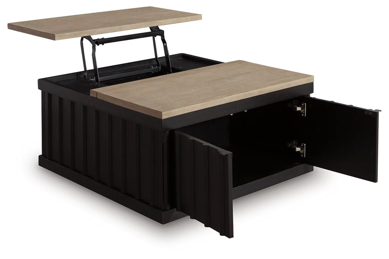 Rylandyn Lift-Top Coffee Table In Light Brown and Black T72100