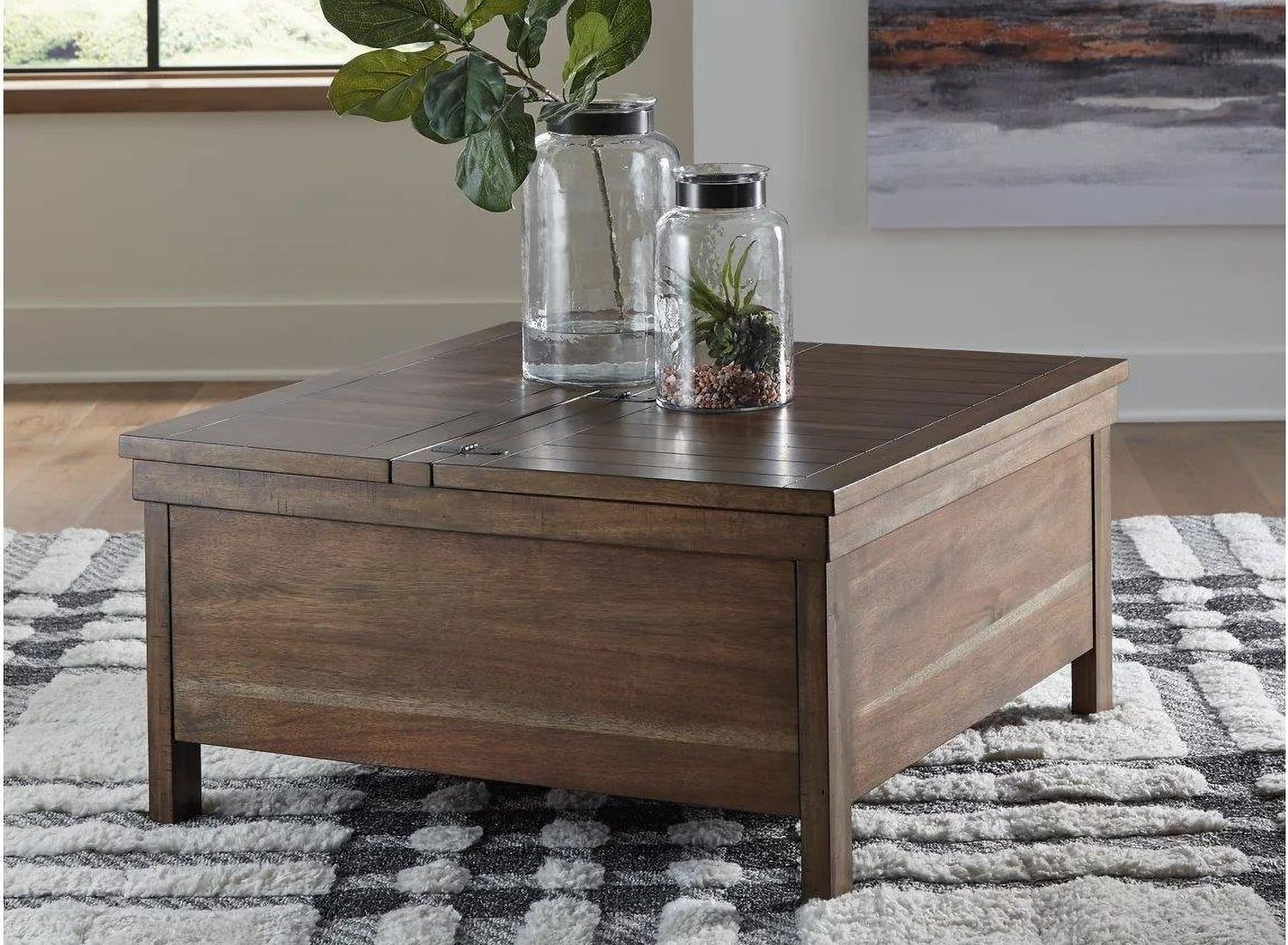 Moriville Grayish Brown Lift-Top Coffee Table T7319