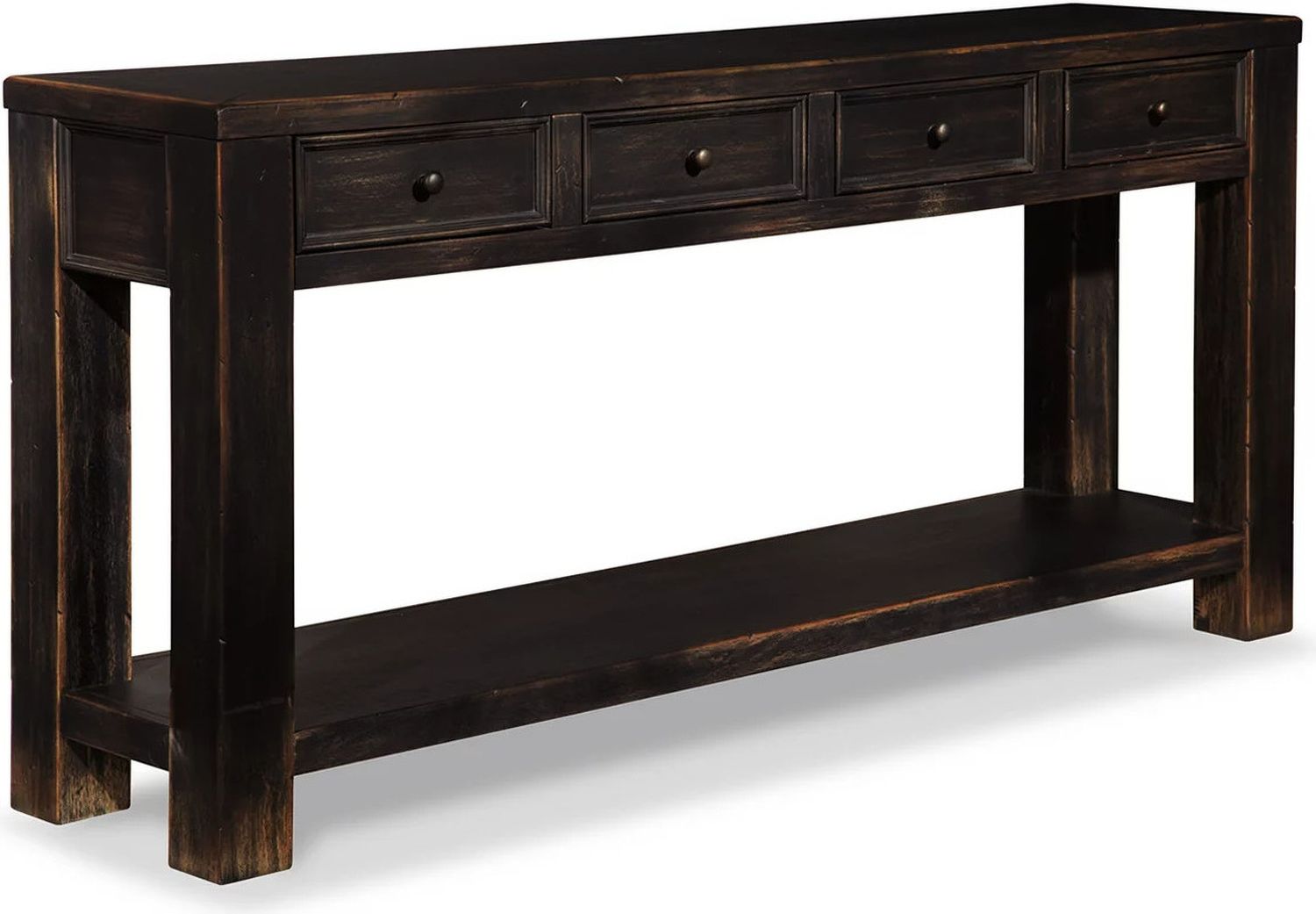 Gavelston Dry Vintage Weathered Black Sofa Table T7324