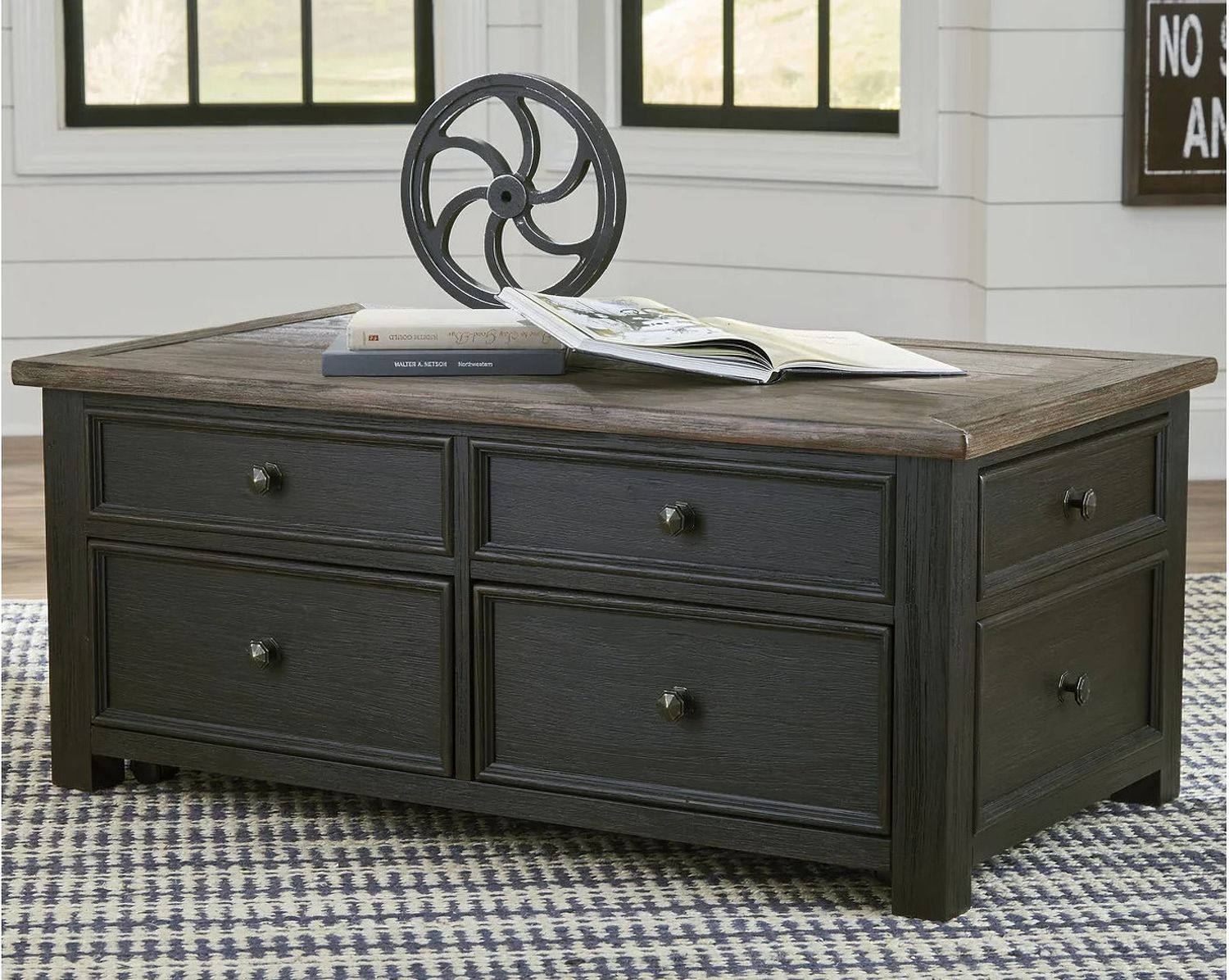 Tyler Creek Brown and Black Lift Top Cocktail Table T73620