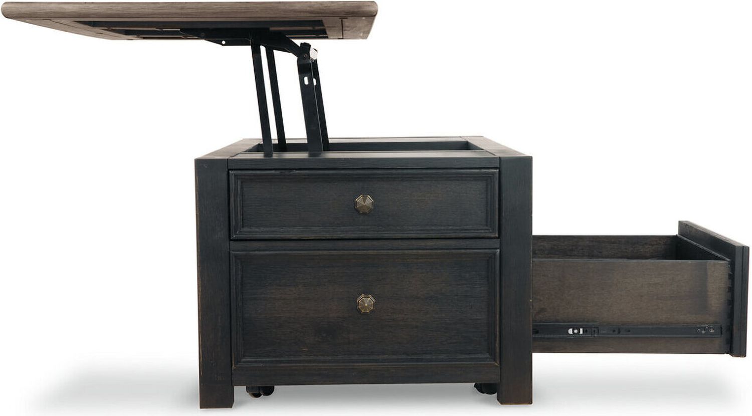 Tyler Creek Brown and Black Lift Top Cocktail Table T73620