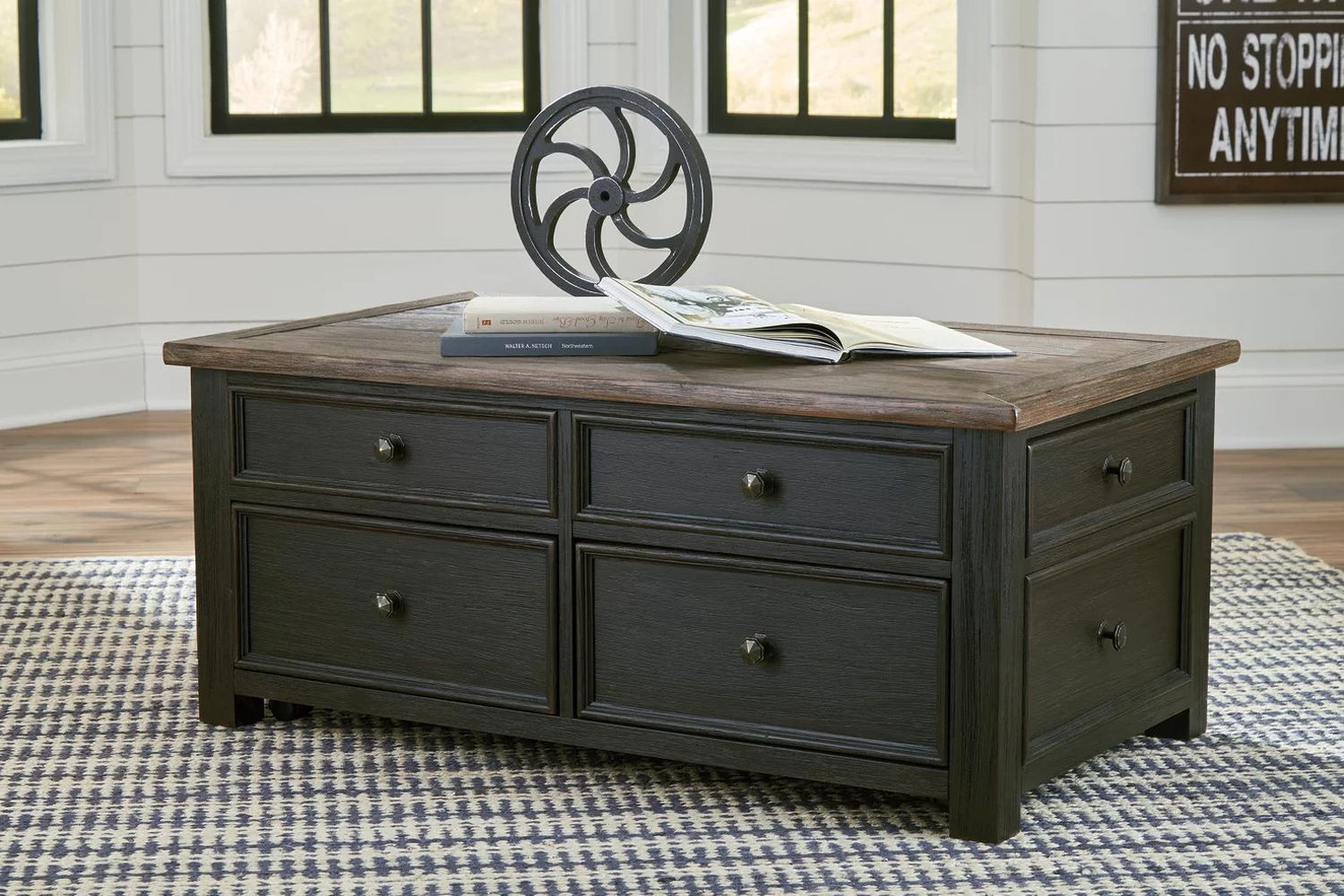 Tyler Creek Brown and Black Lift Top Cocktail Table T73620