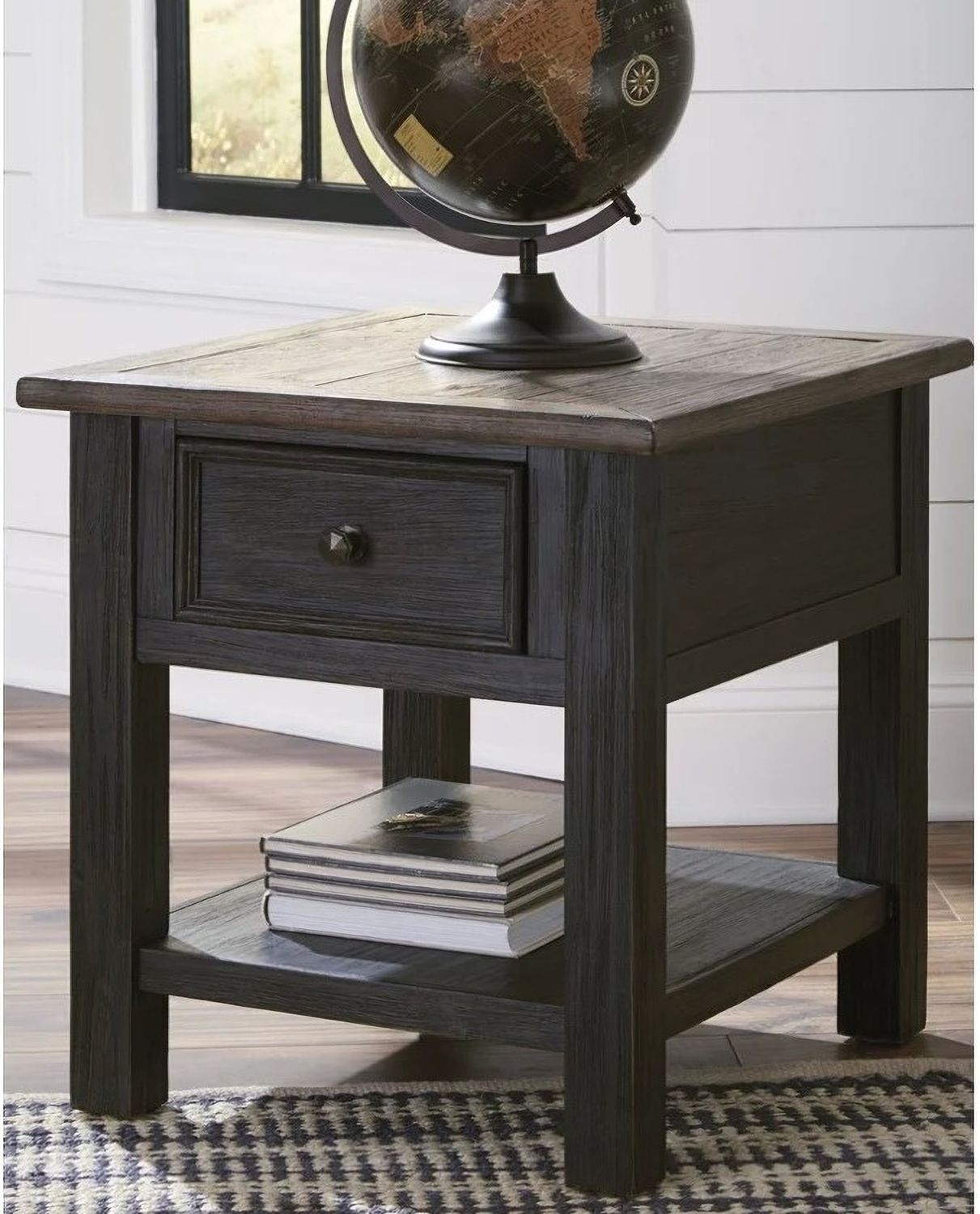 Tyler Creek Brown and Black Rectangular End Table T7363