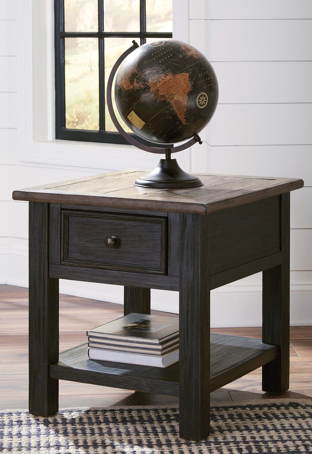 Tyler Creek Brown and Black Rectangular End Table T7363