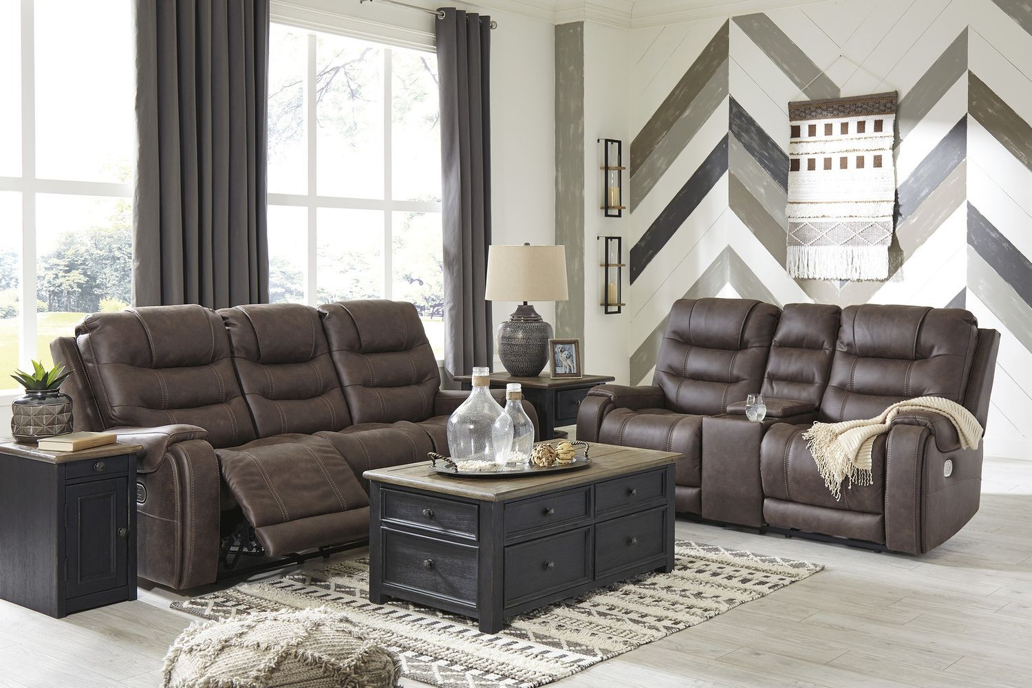 Tyler Creek Brown and Black Rectangular End Table T7363