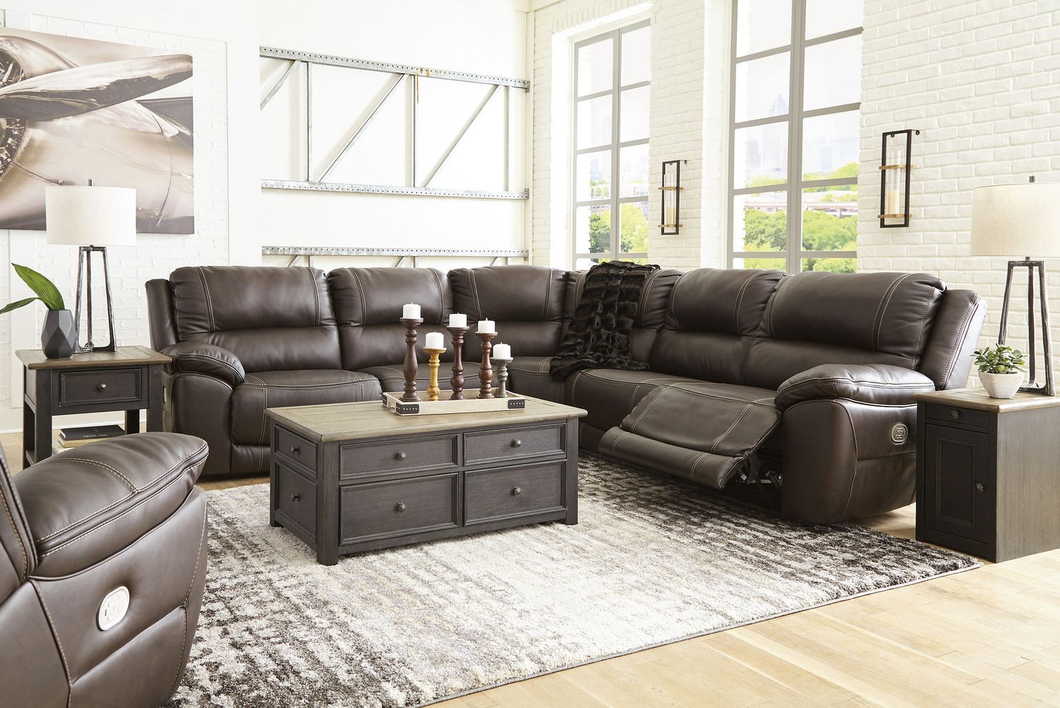 Tyler Creek Brown and Black Rectangular End Table T7363