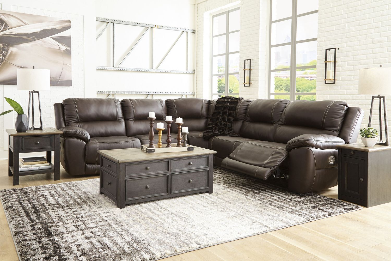 Tyler Creek Brown and Black Rectangular End Table T7363