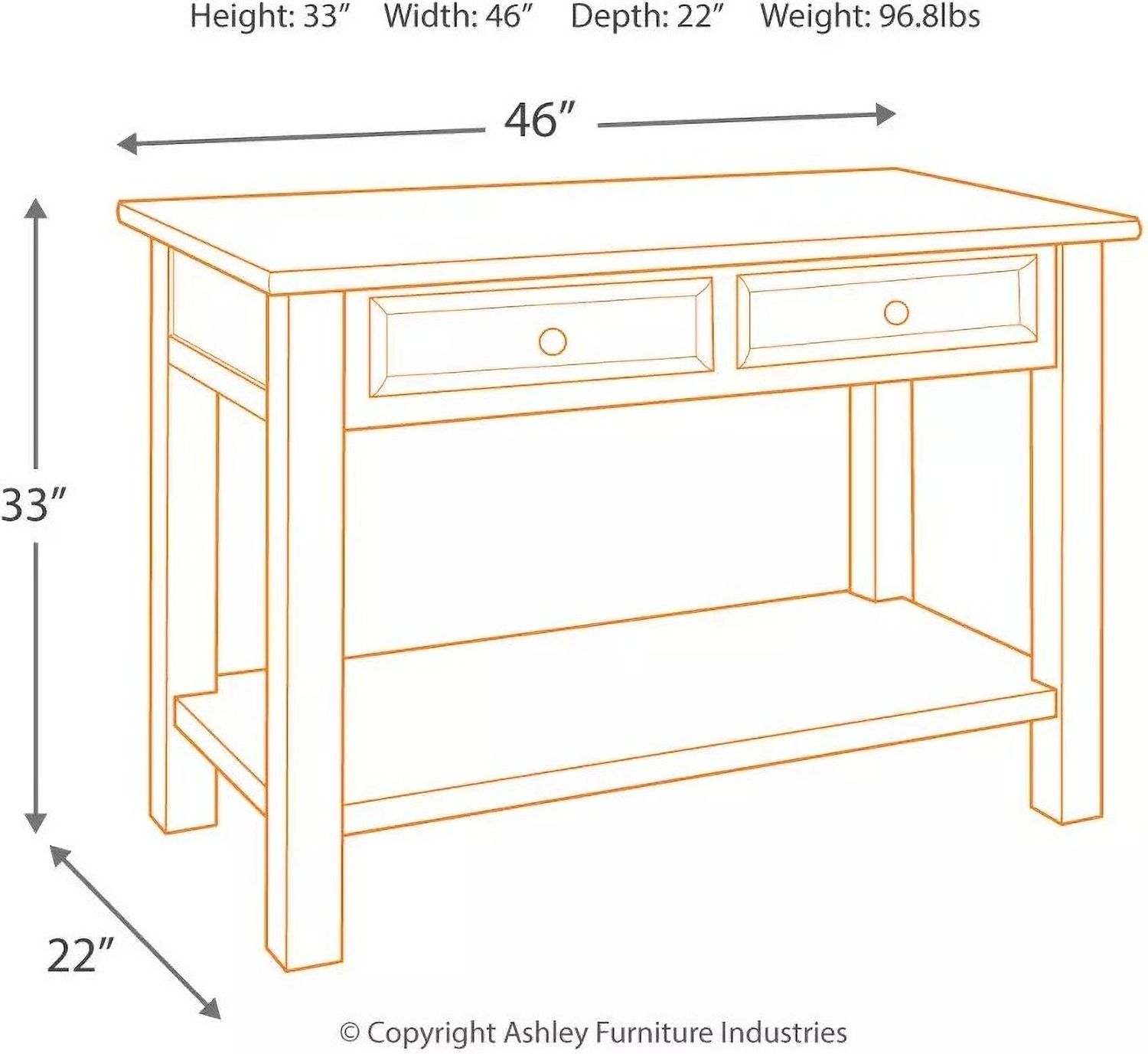 Tyler Creek Brown and Black Sofa Table T7364