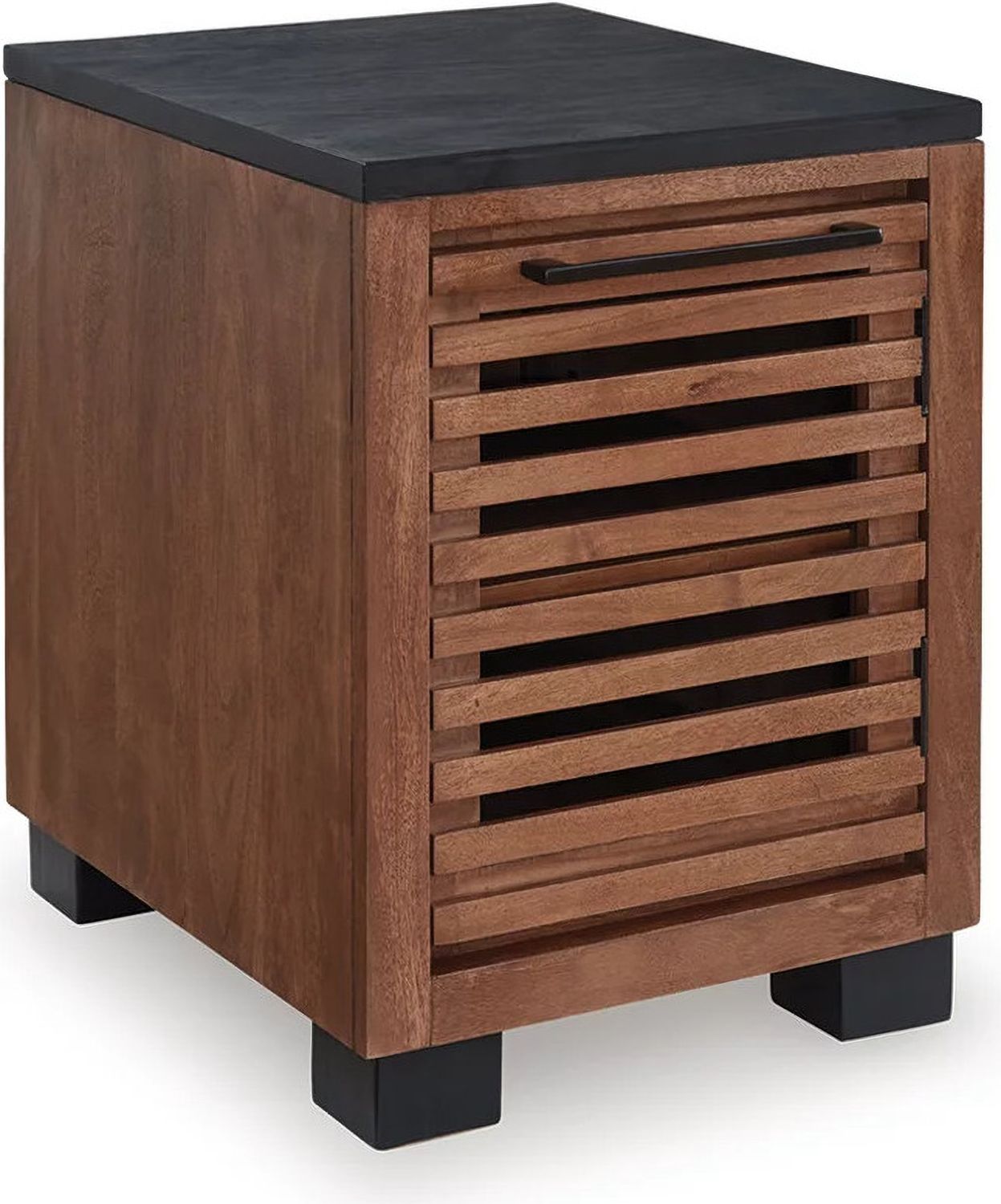 Kallari Chairside End Table In Warm Brown and Black T7377