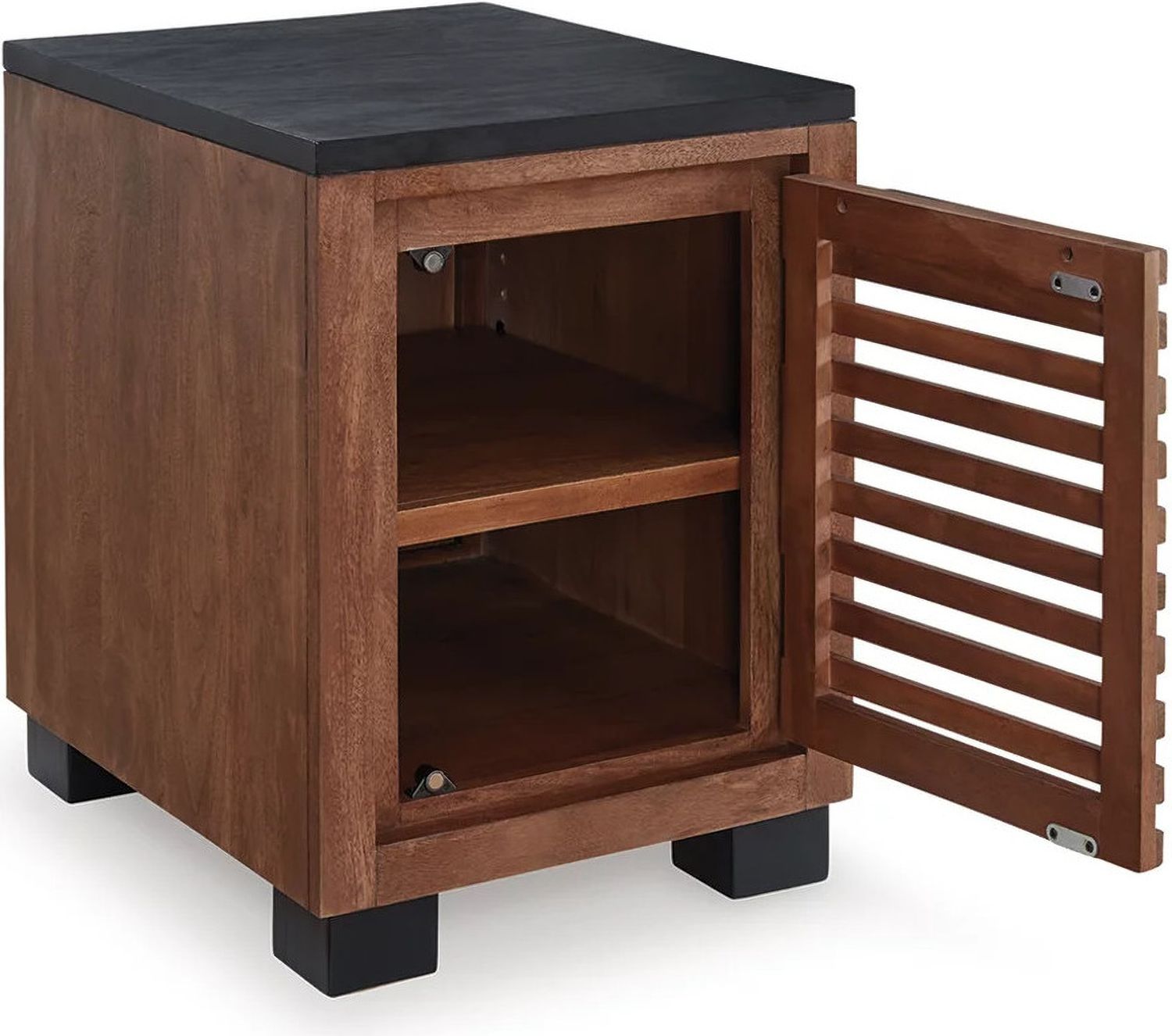 Kallari Chairside End Table In Warm Brown and Black T7377