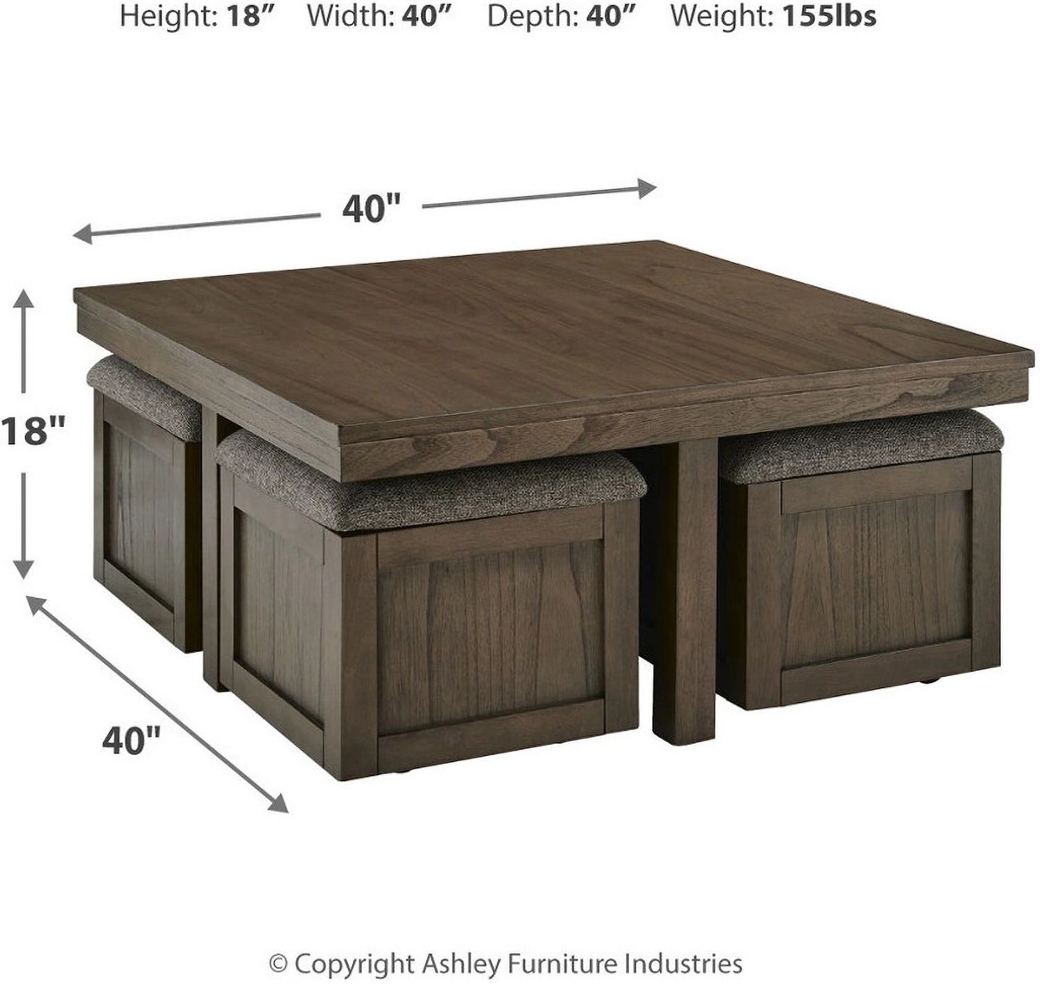 Boardernest Brown Coffee Table With 4 Stools T73820