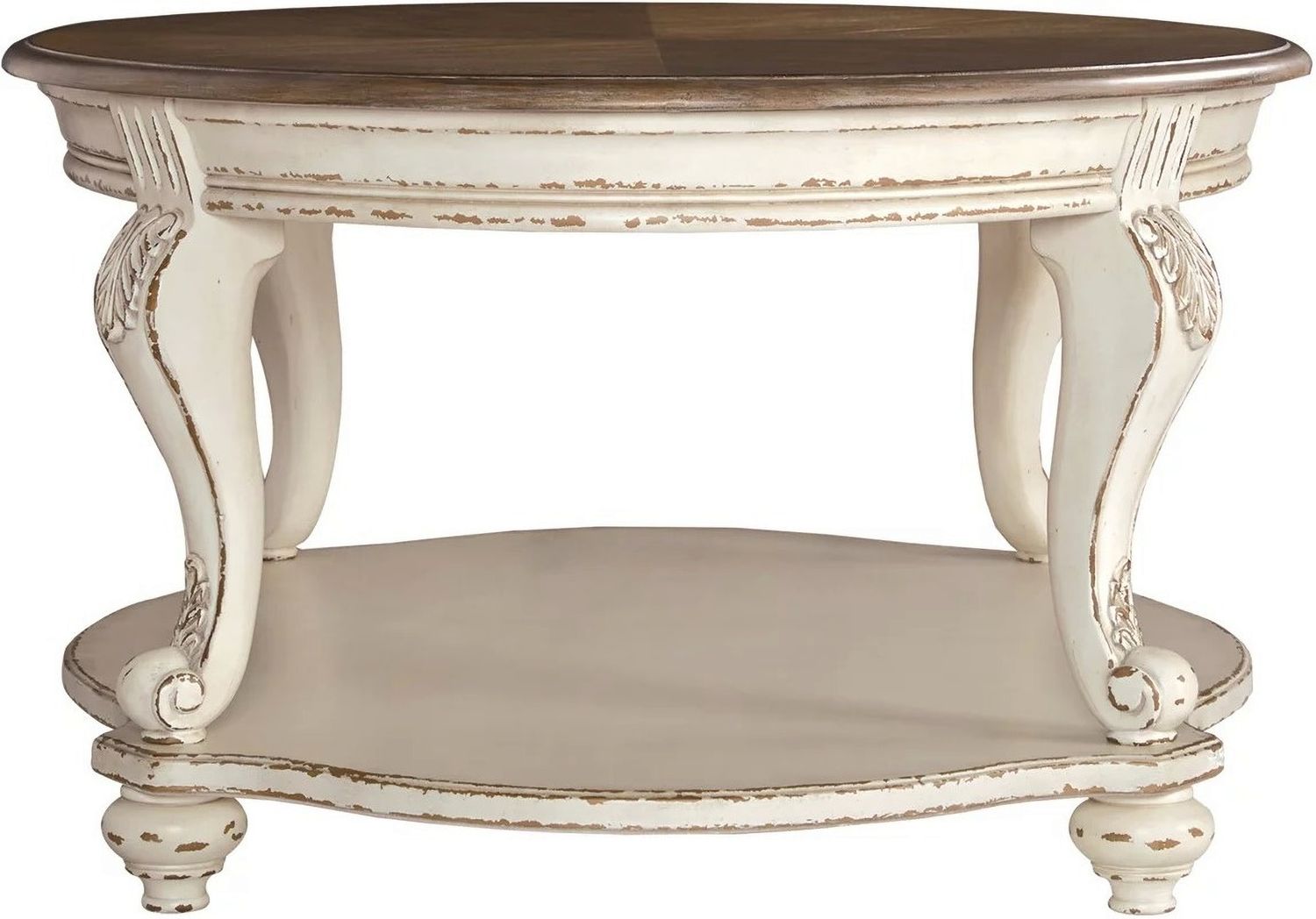 Realyn White and Brown Oval Cocktail Table T7430