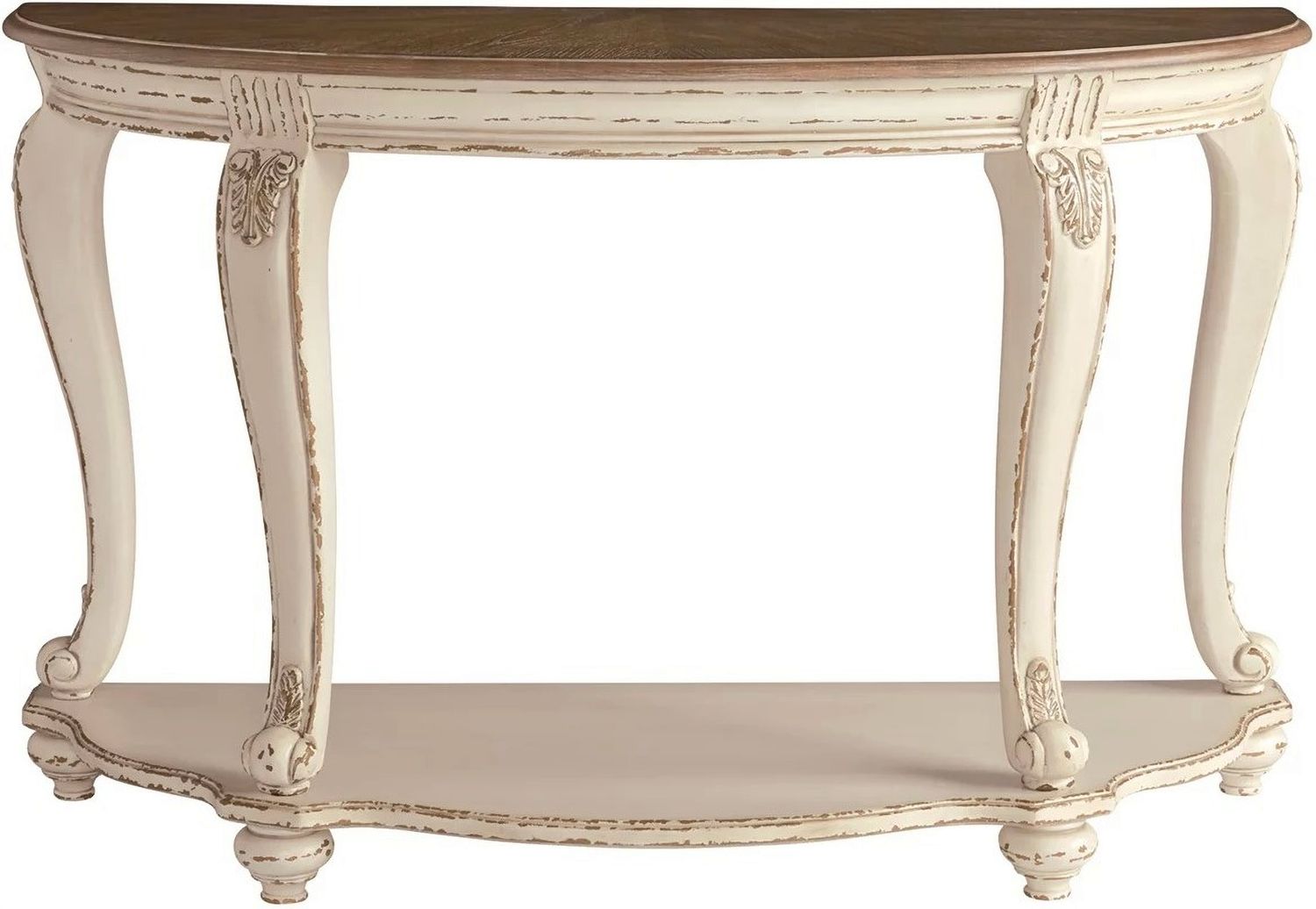 Realyn White and Brown Sofa Table T7434