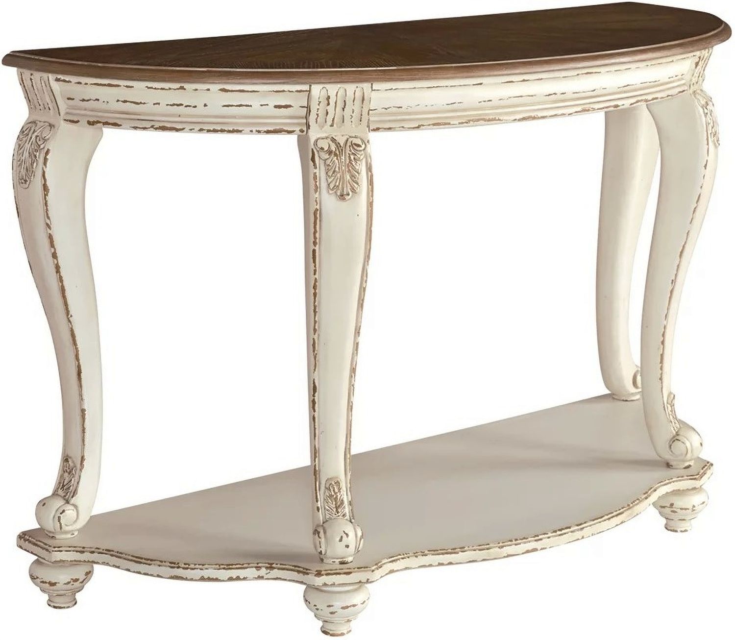 Realyn White and Brown Sofa Table T7434
