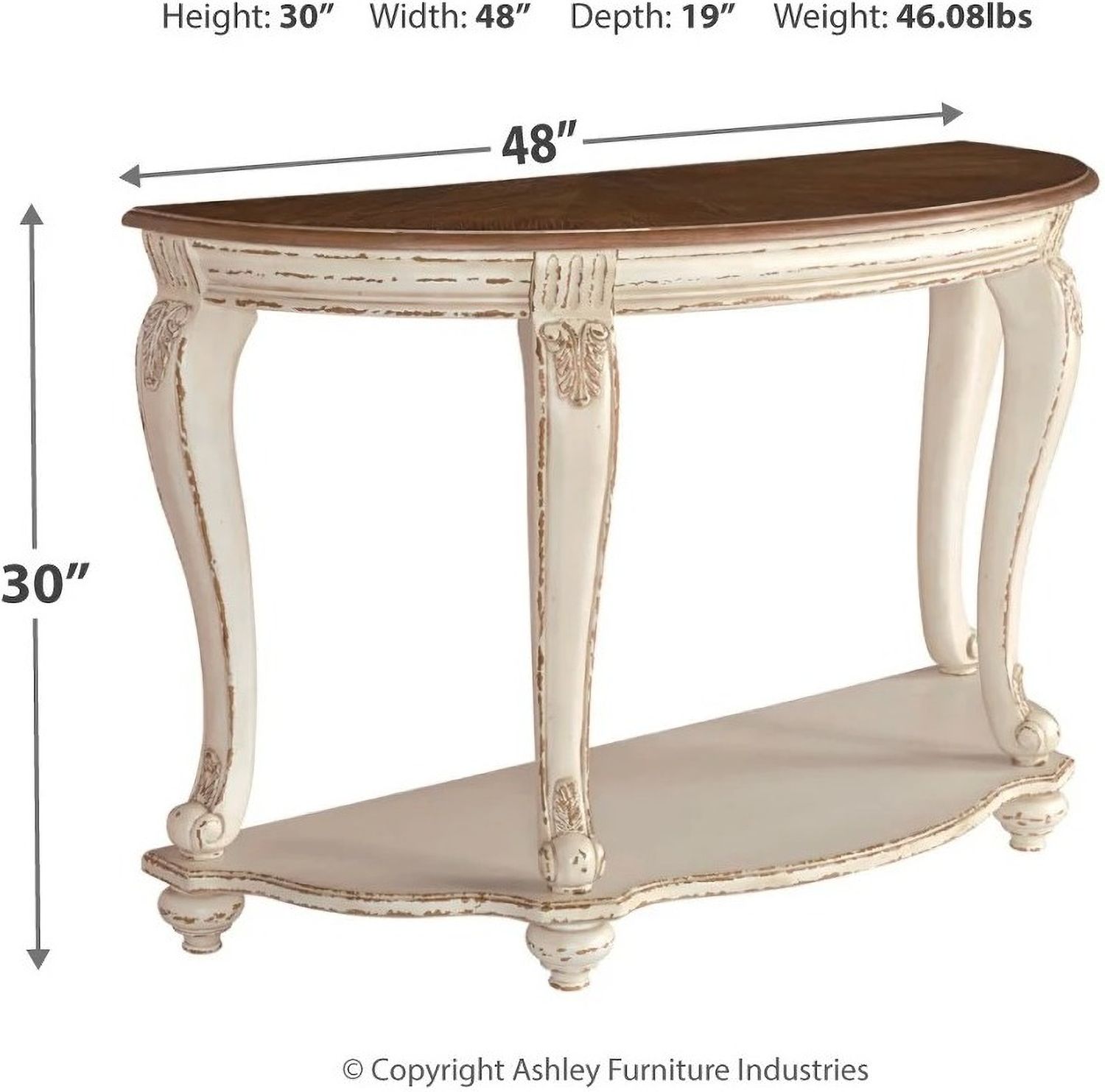 Realyn White and Brown Sofa Table T7434