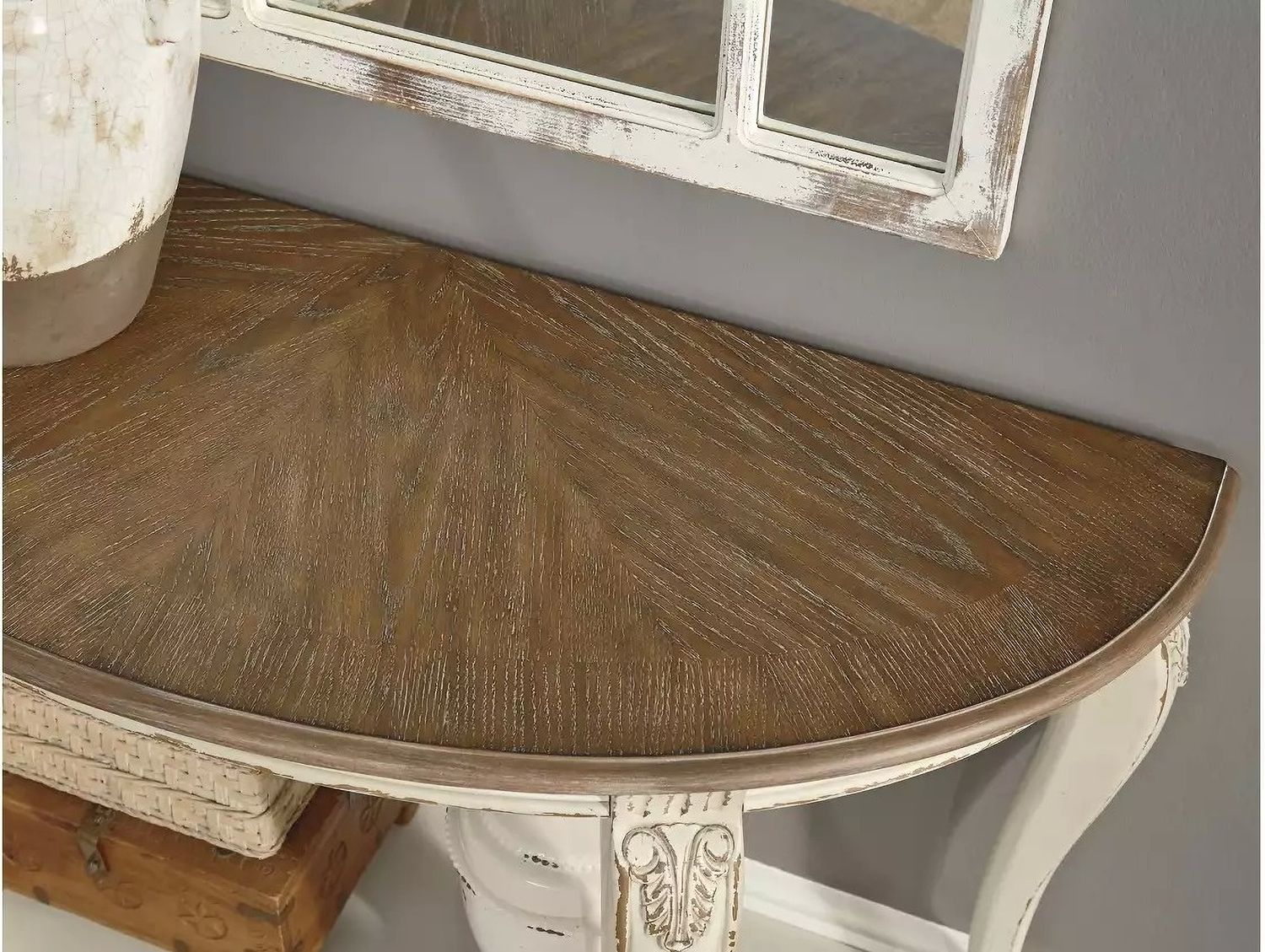 Realyn White and Brown Sofa Table T7434