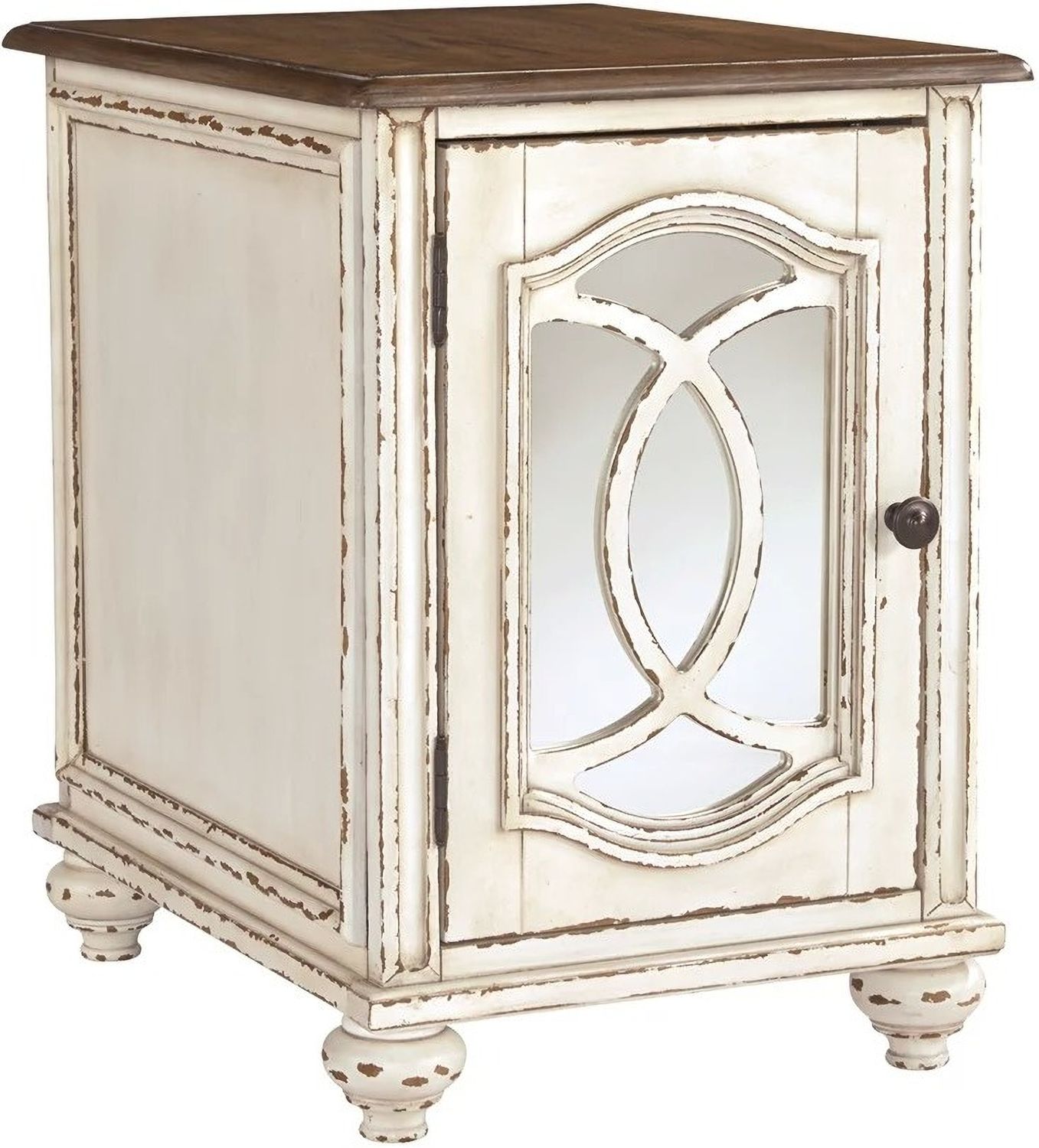 Realyn White and Brown Chair Side End Table T7437