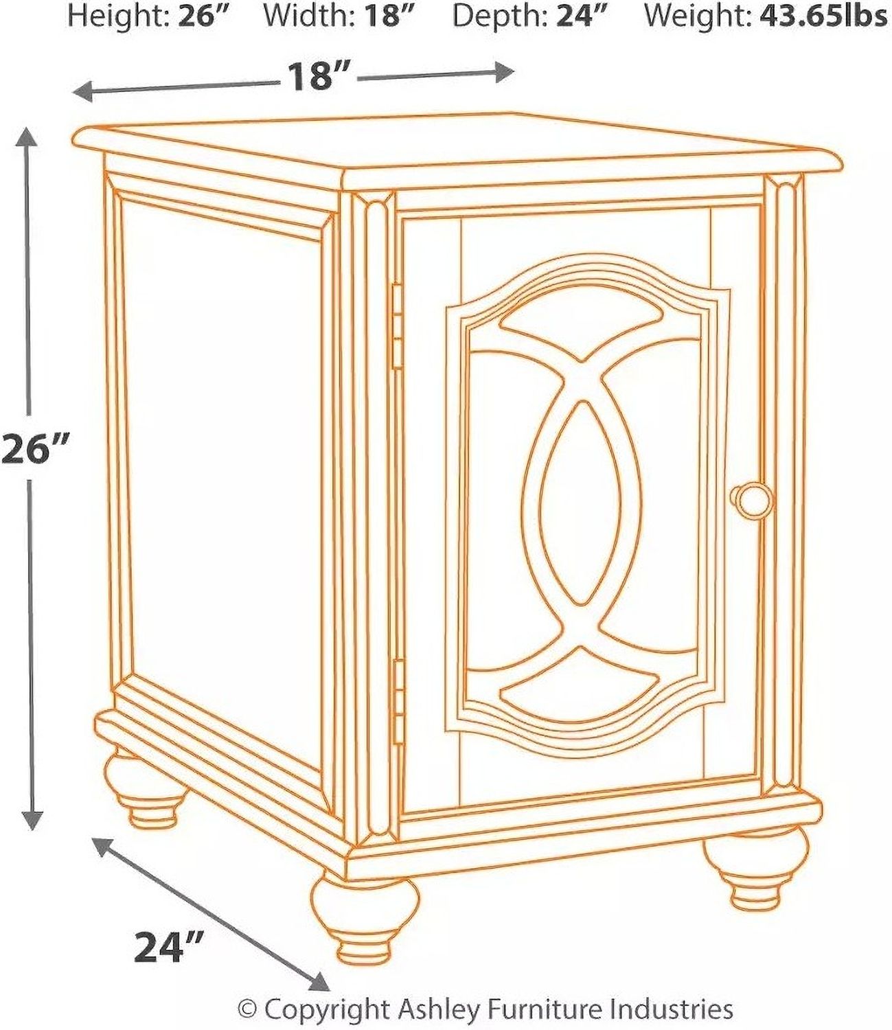 Realyn White and Brown Chair Side End Table T7437