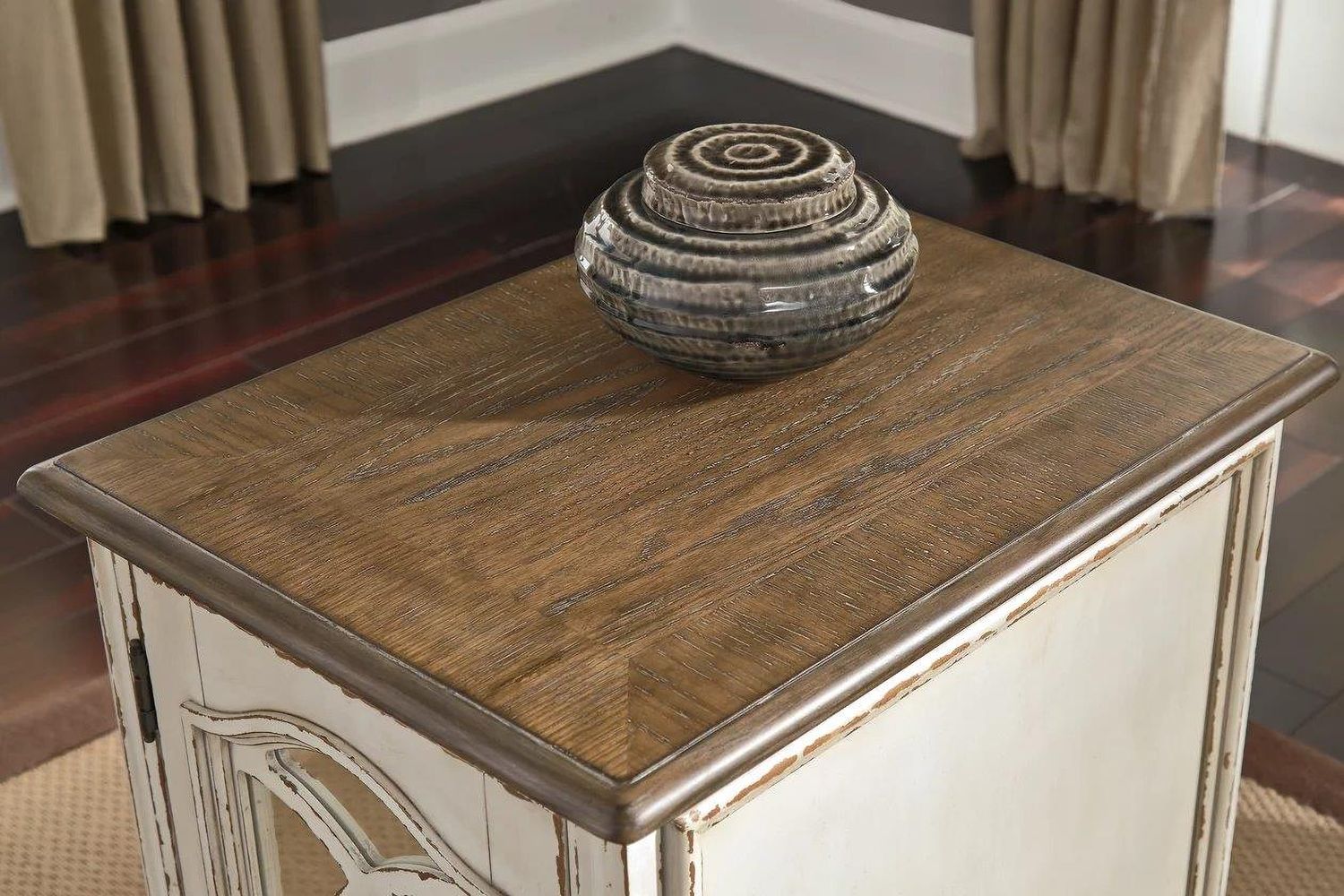 Realyn White and Brown Chair Side End Table T7437