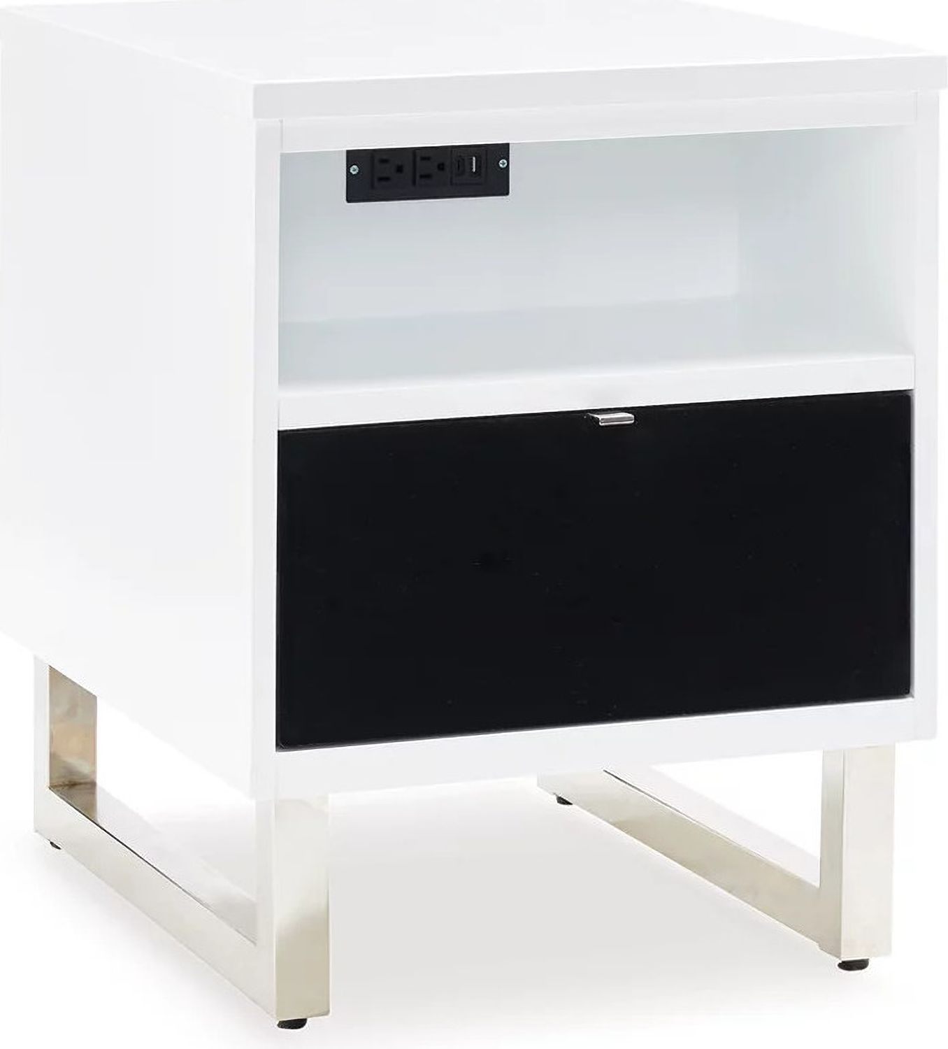 Gardoni Chairside End Table In White And Black T7567