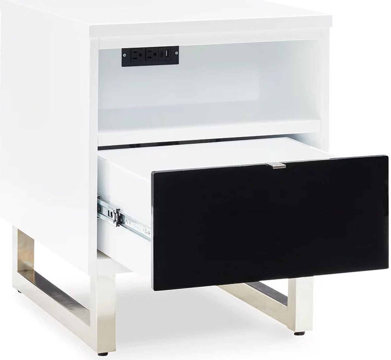 Gardoni Chairside End Table In White And Black T7567