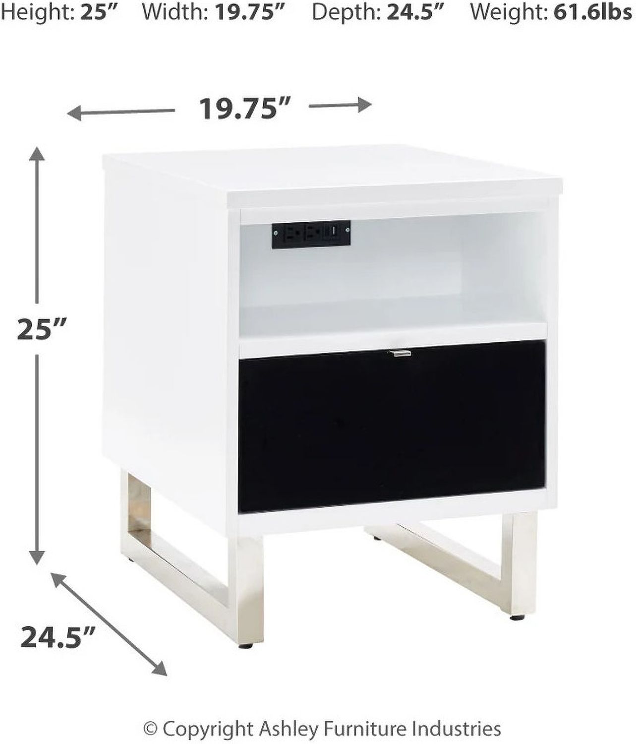 Gardoni Chairside End Table In White And Black T7567